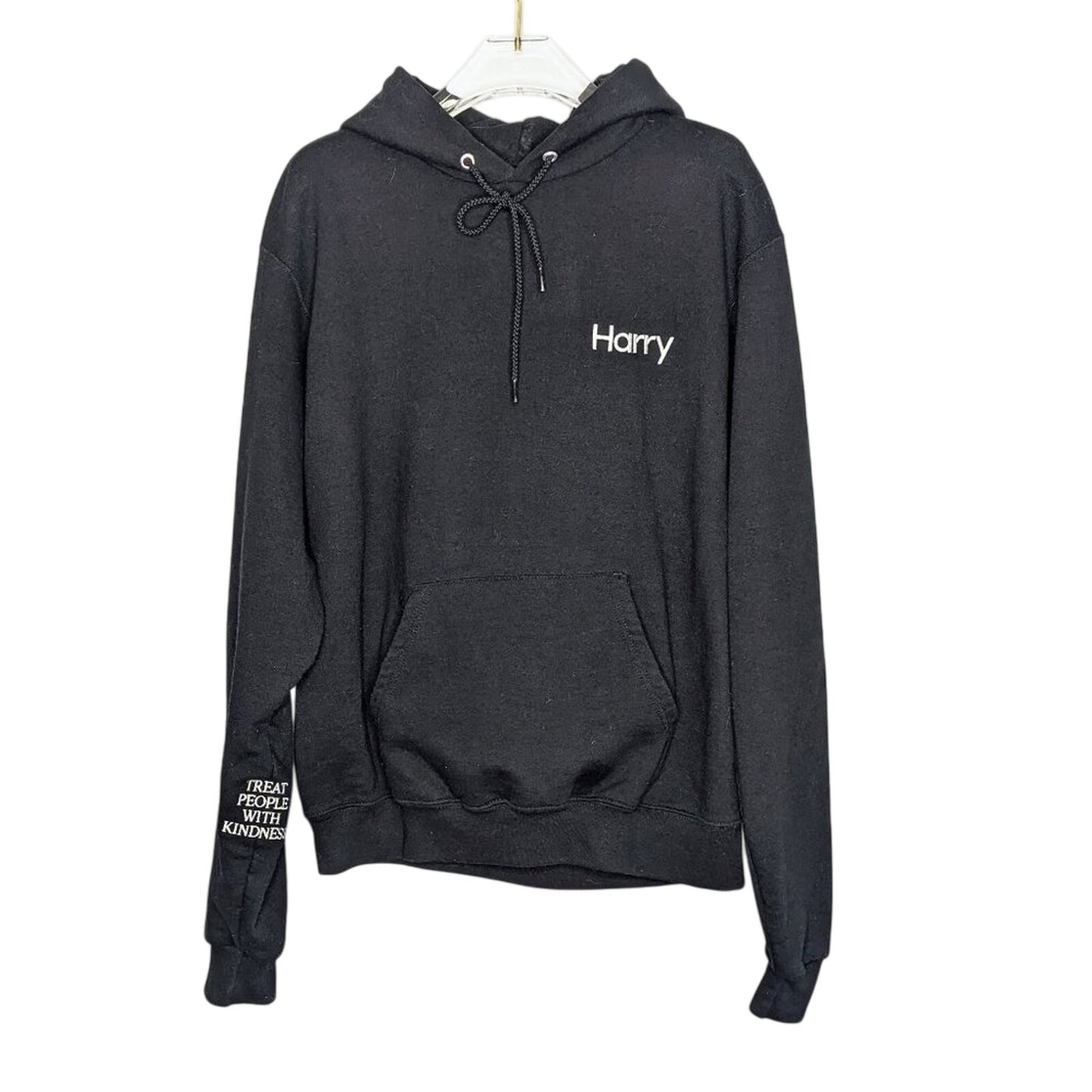 Harry Styles Black Long Sleeve Embroidered Hoodie Treat People With Kindness M