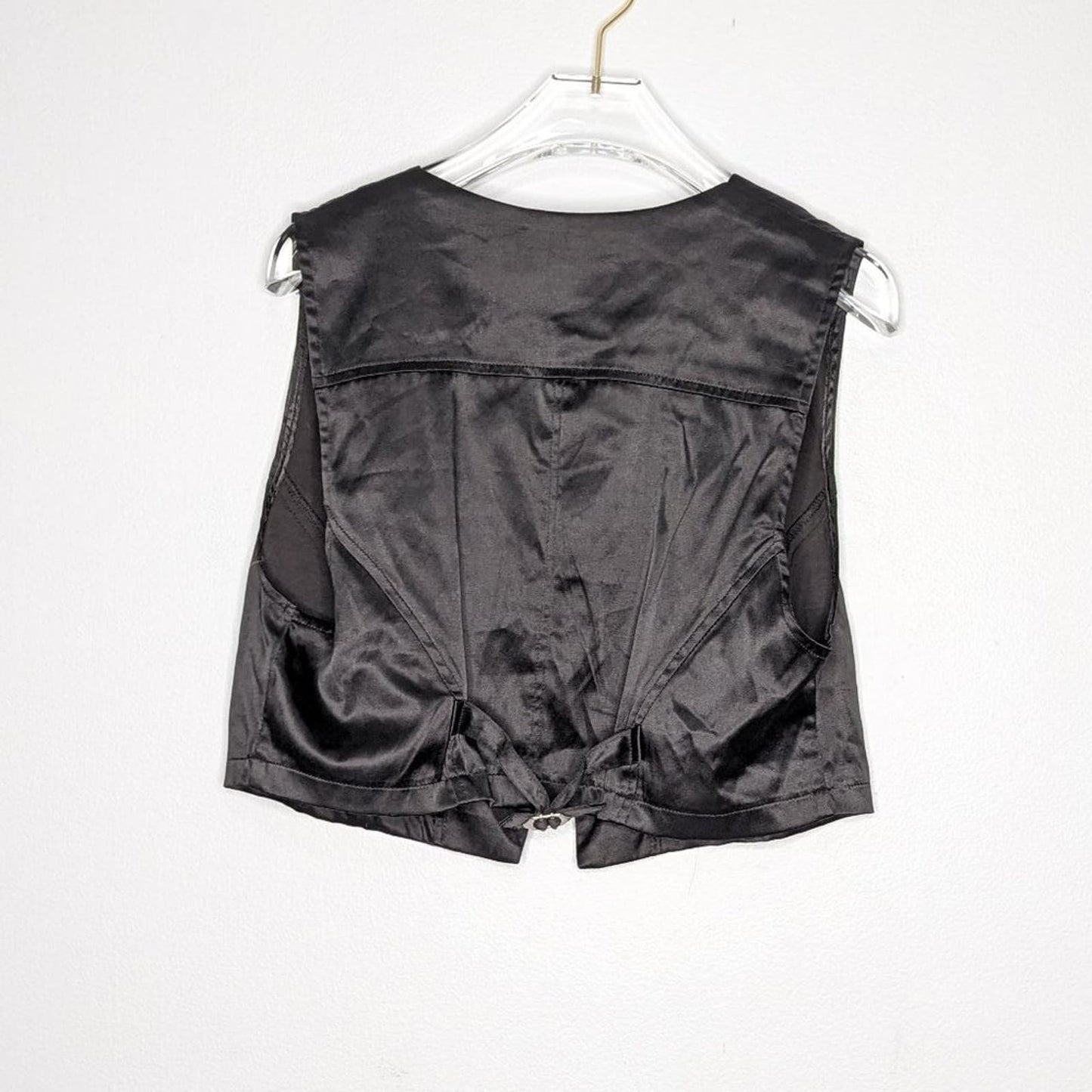 Vintage Better B. Black Y2K Satin Studded Sleeveless Vest Cropped Sleeveless