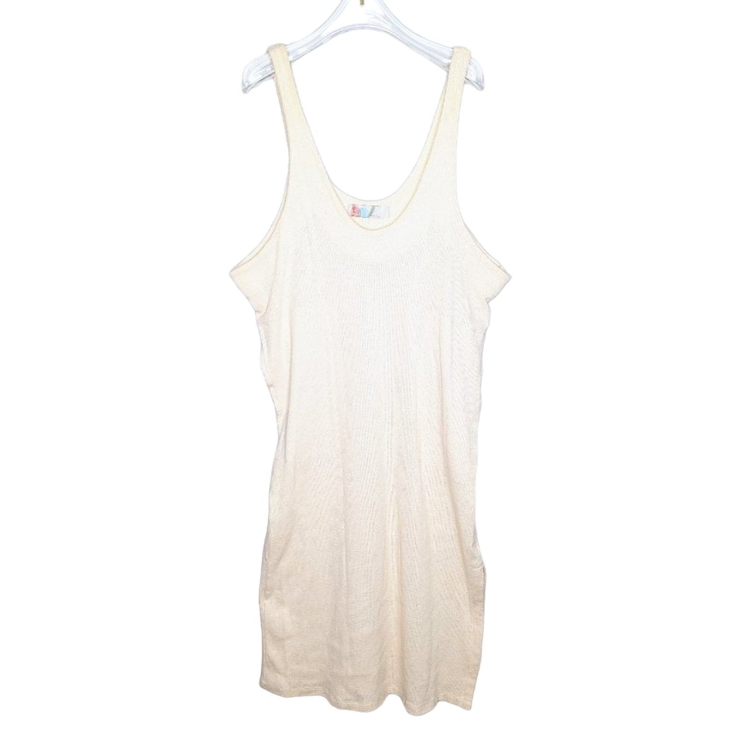 Free People Cream Be Happy Midi Dress Scoop Neck Sleeveless Pockets Size S