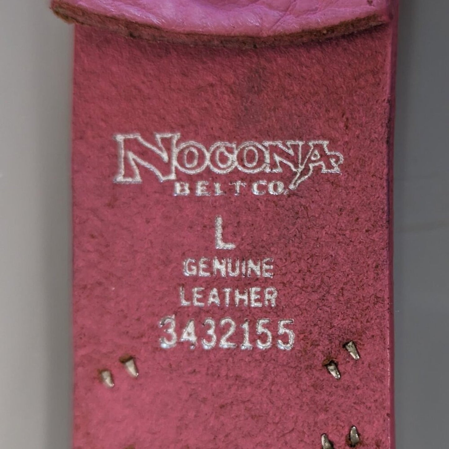 Nocona Belt Co Pink Leather Adjustable Belt Silver Studs Rhinestone Studded L