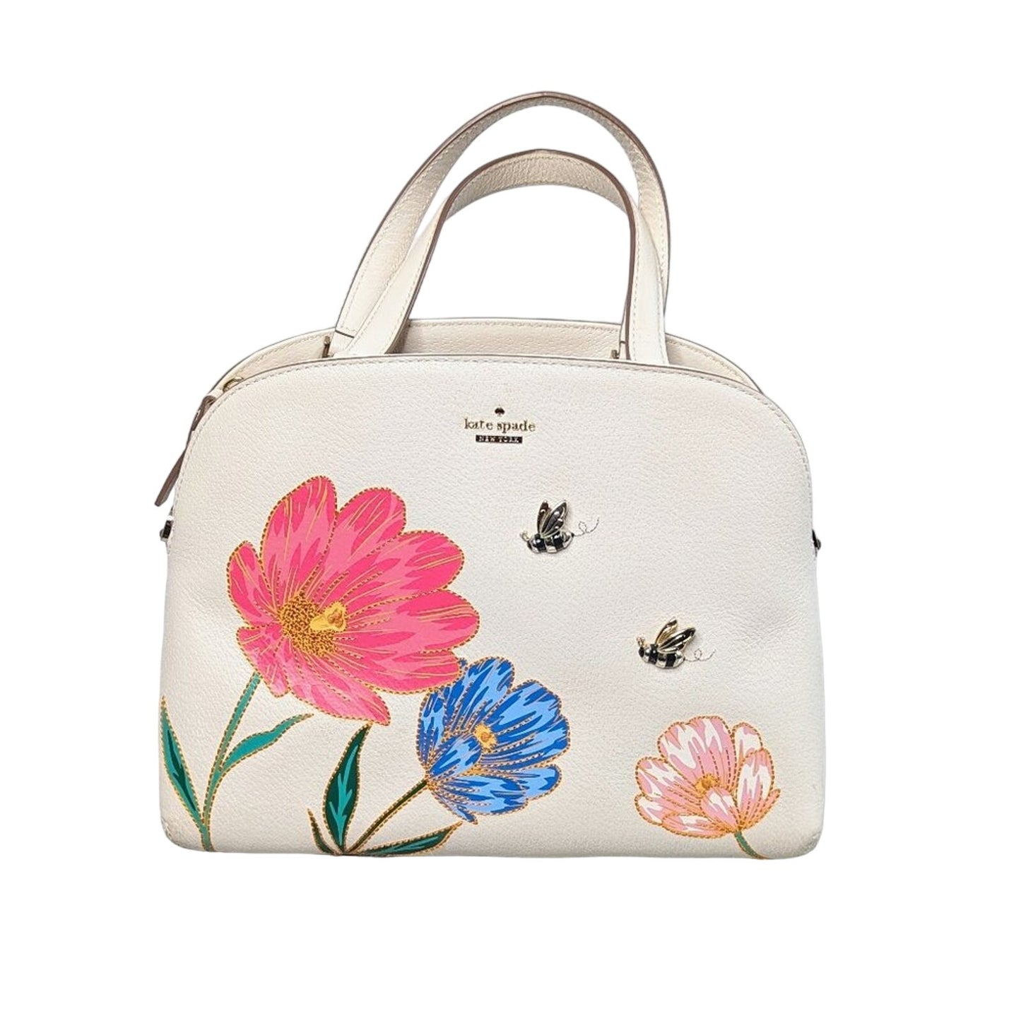 Kate Spade Cream Picnic Perfect Bee Lottie Handbag Crossbody Strap Floral Spring