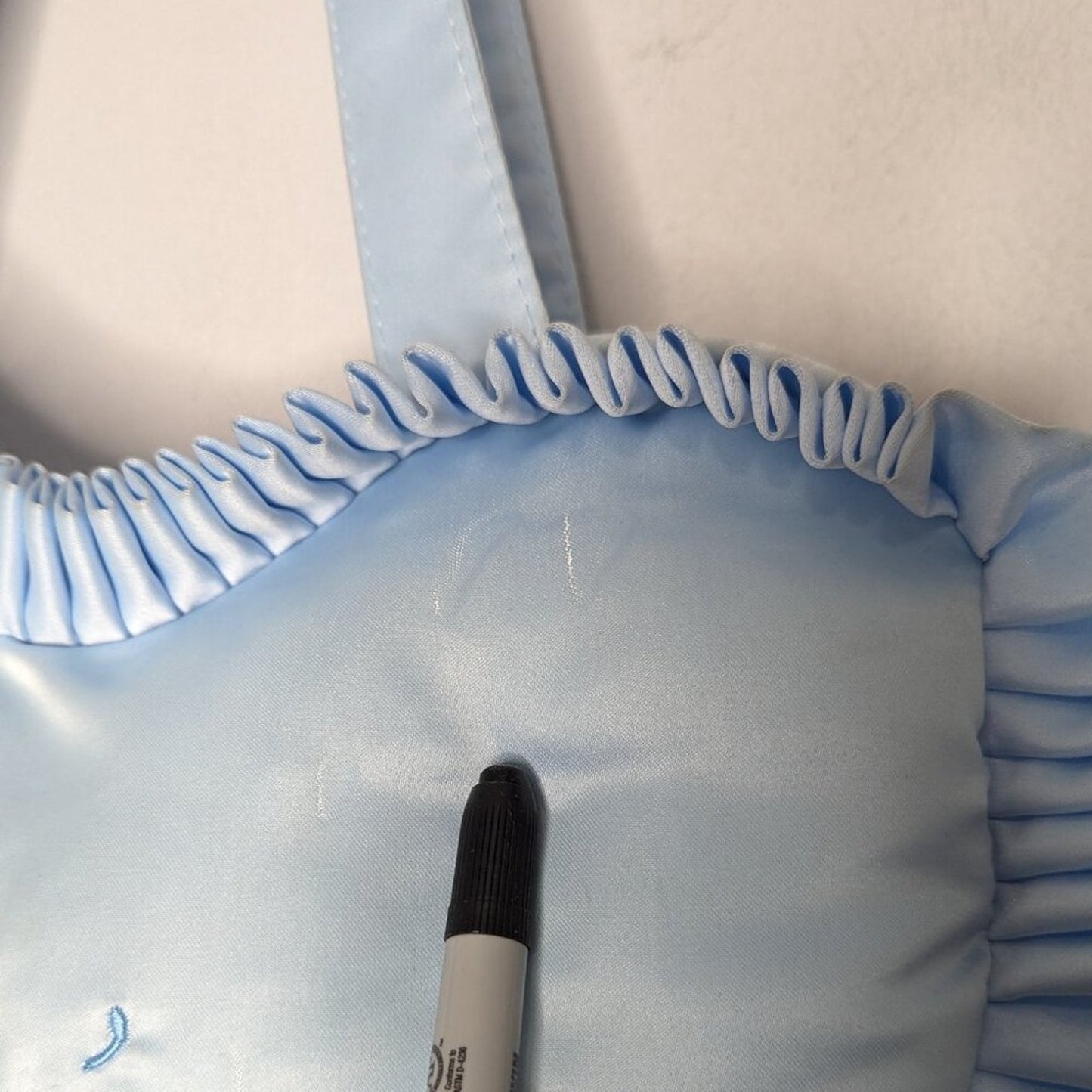 Sabrina Carpenter Light Blue Heart Shaped Short N Sweet Embroidered Ruffle Bag