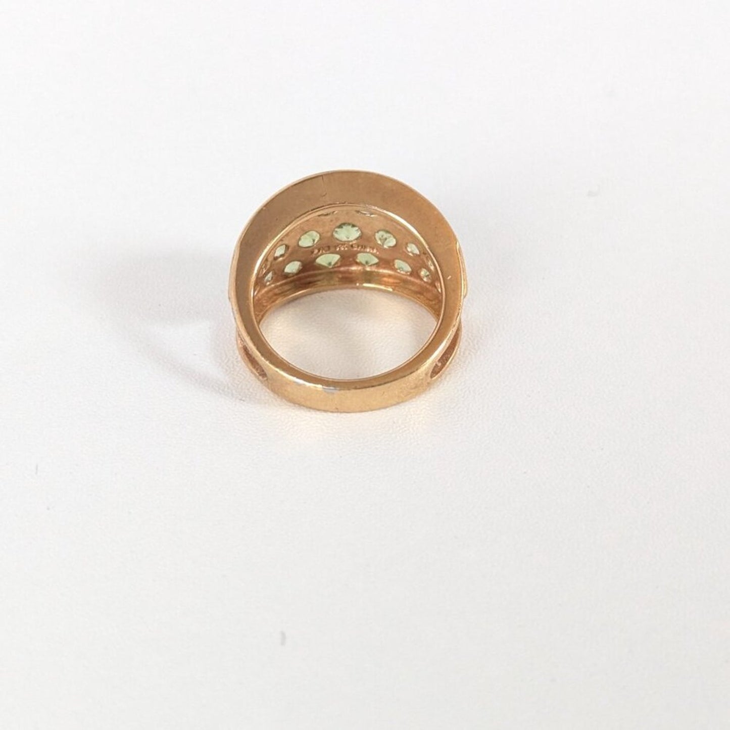 Vintage 925 Silver Ring Peridot Crystal Stone Cluster Gold Plated Size 7 Signed
