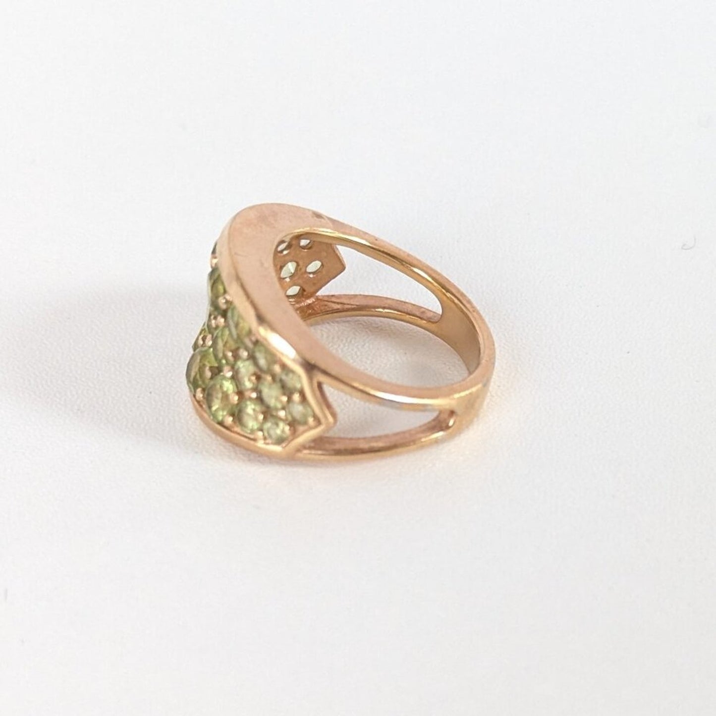 Vintage 925 Silver Ring Peridot Crystal Stone Cluster Gold Plated Size 7 Signed