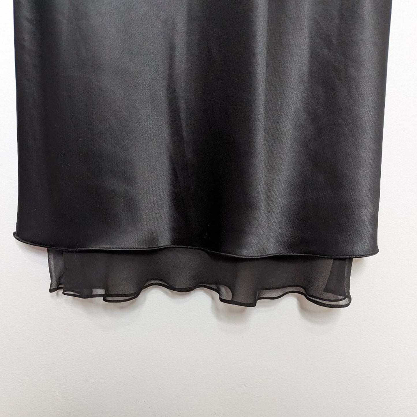 Vintage Jones New York Black Short Sleeve Satin Mini Dress Silk Sleeve Size 10