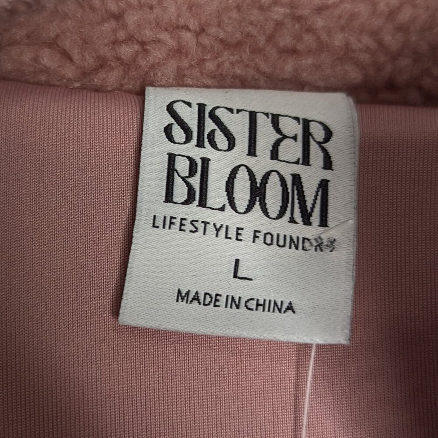 Sister Bloom Dusty Pink Thick Fleece Pullover Half Zip Pocket Long Sleeve L NWT