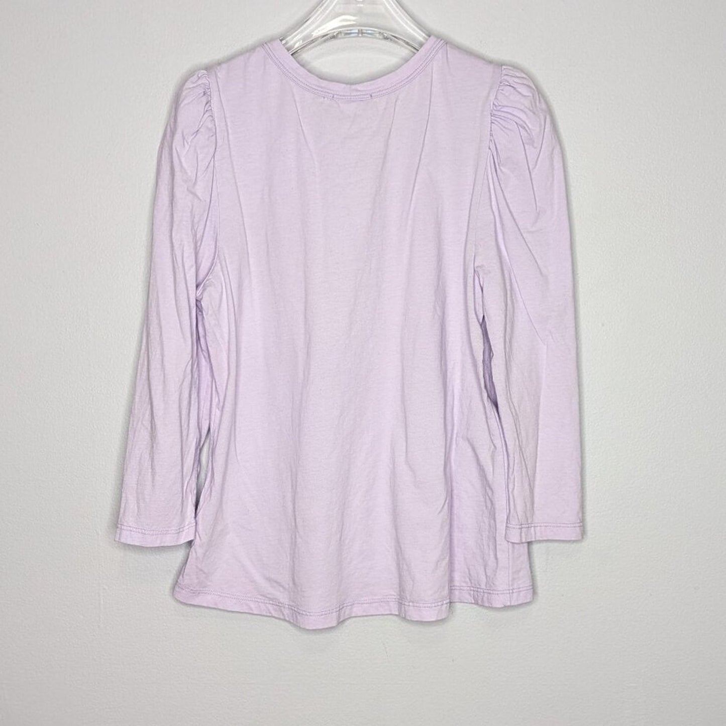 A.L.C. Lavender Karlie Puff Shoulder 3/4 Sleeve T-Shirt Crew Neck Cotton Size M