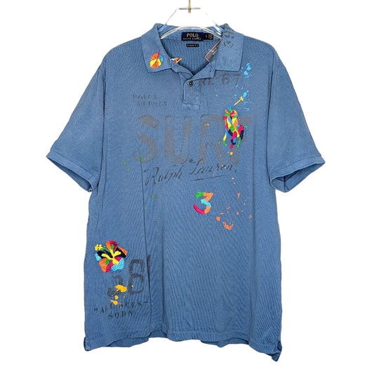 Polo by Ralph Lauren Blue Custom Tropical California Theme Polo Shirt Big Pony L