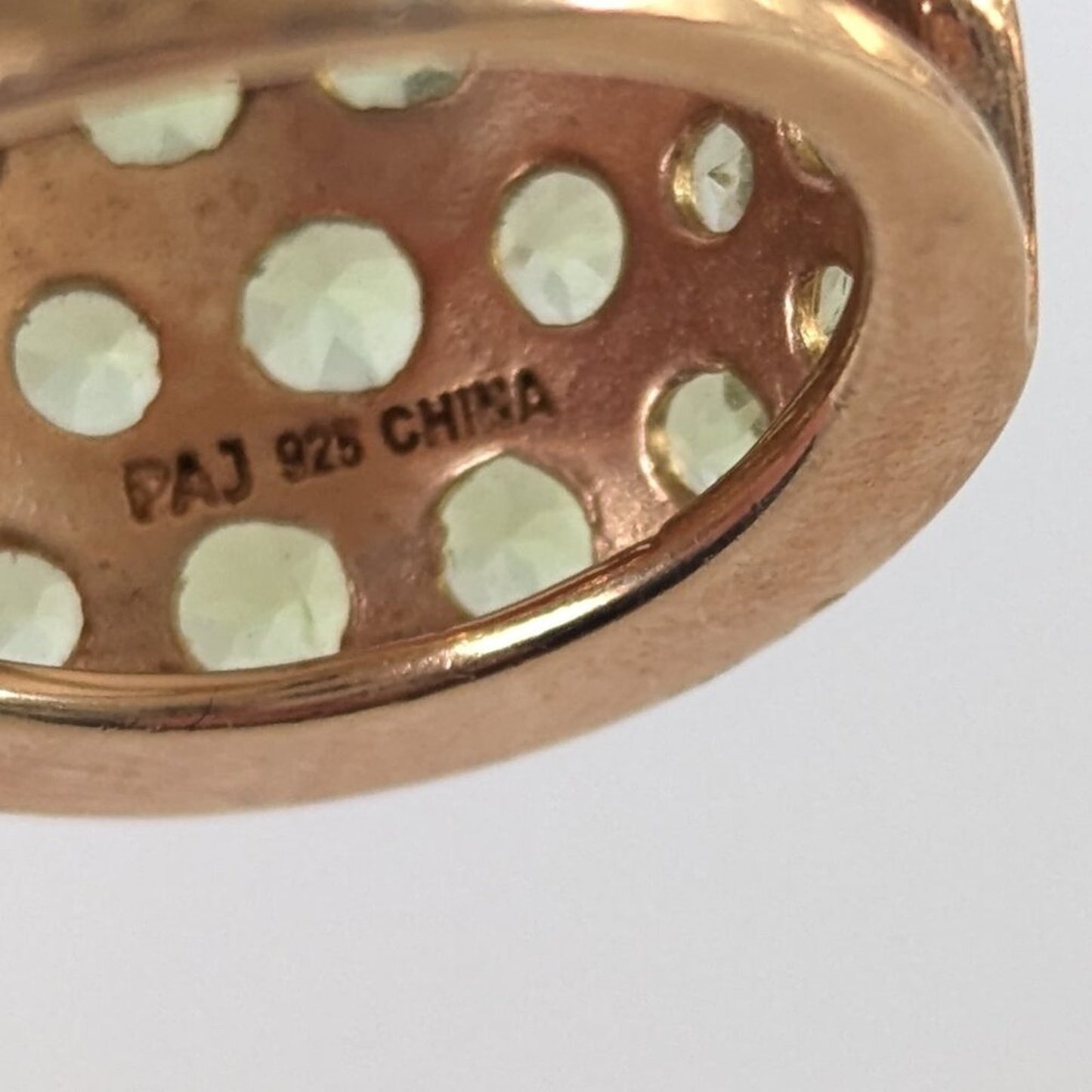 Vintage 925 Silver Ring Peridot Crystal Stone Cluster Gold Plated Size 7 Signed