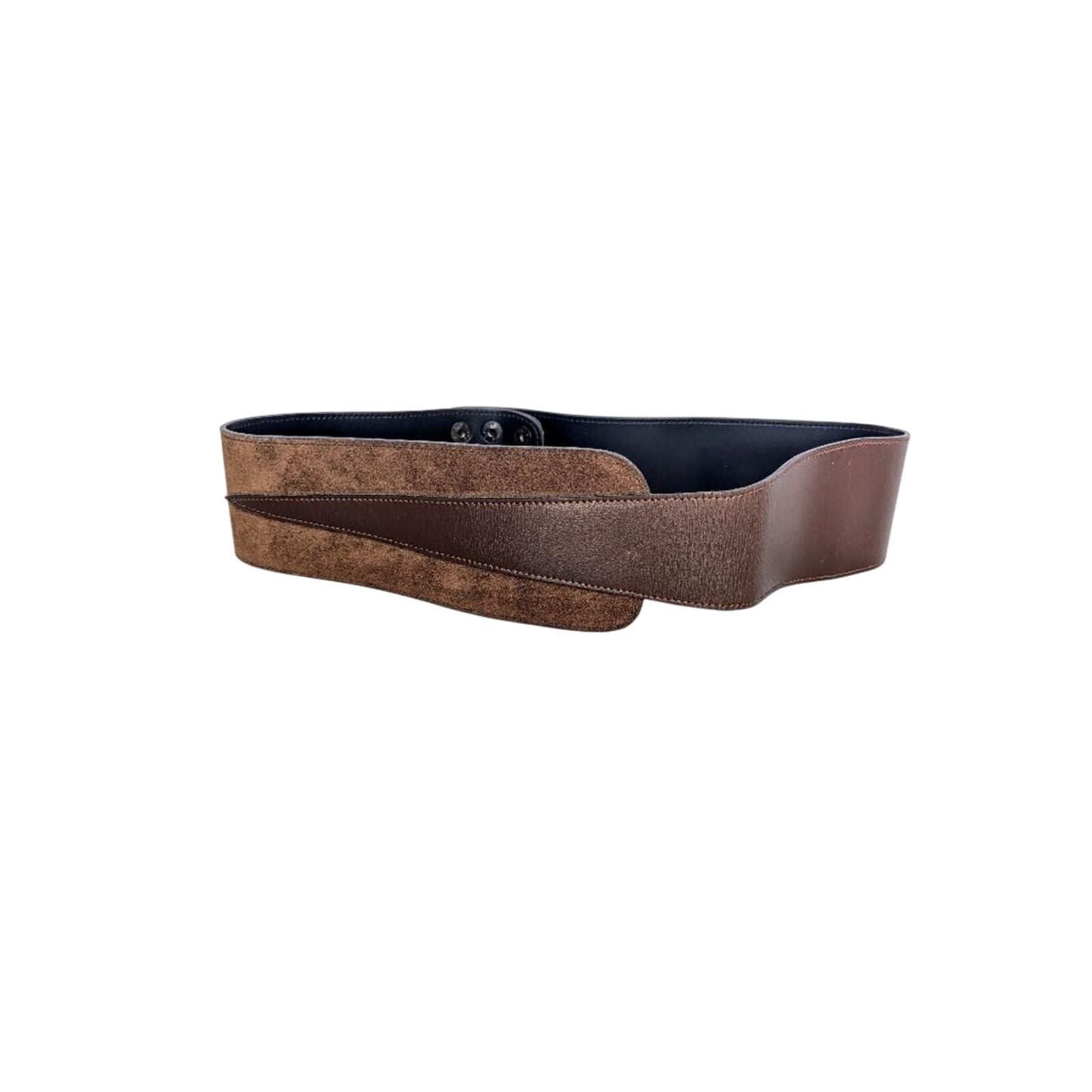 Saks Fifth Avenue Vintage Brown Suede And Leather Fashion Belt Snap Close