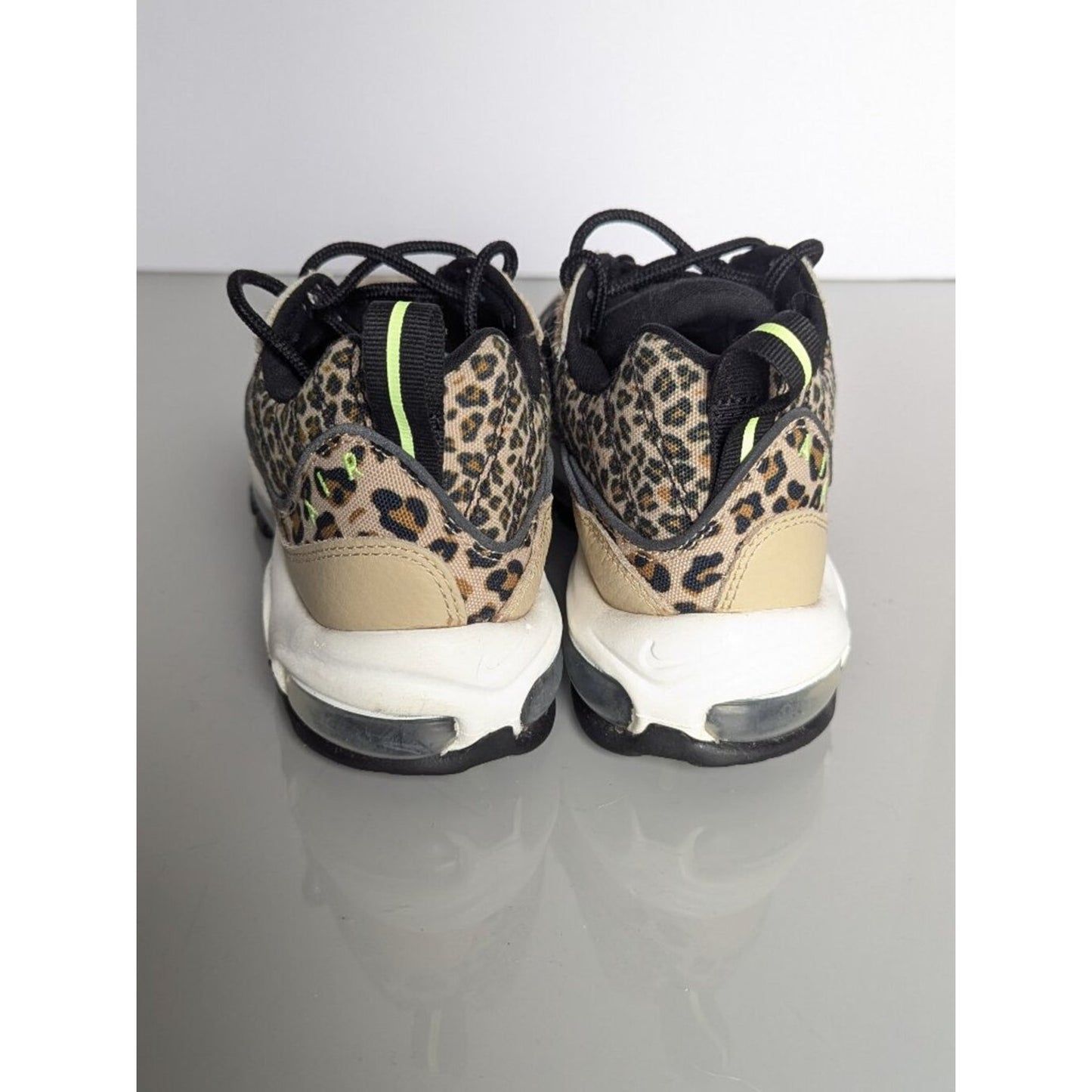 Nike Air Max 98 Animal Pack Tan Leopard Print Sneakers Size 7.5 Neon Trim