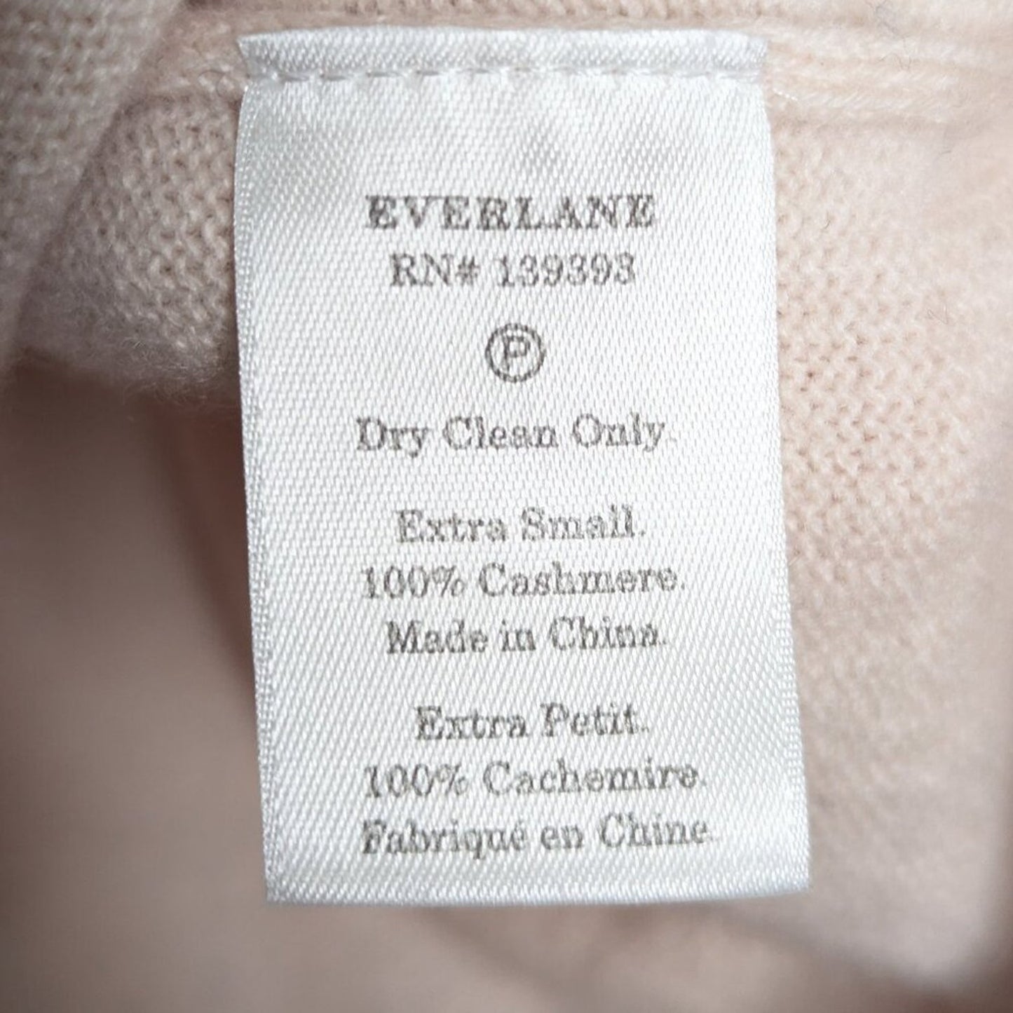 Everlane The Cashmere Crop Mock Neck Sweater Pale Peach Long Sleeve Size XS