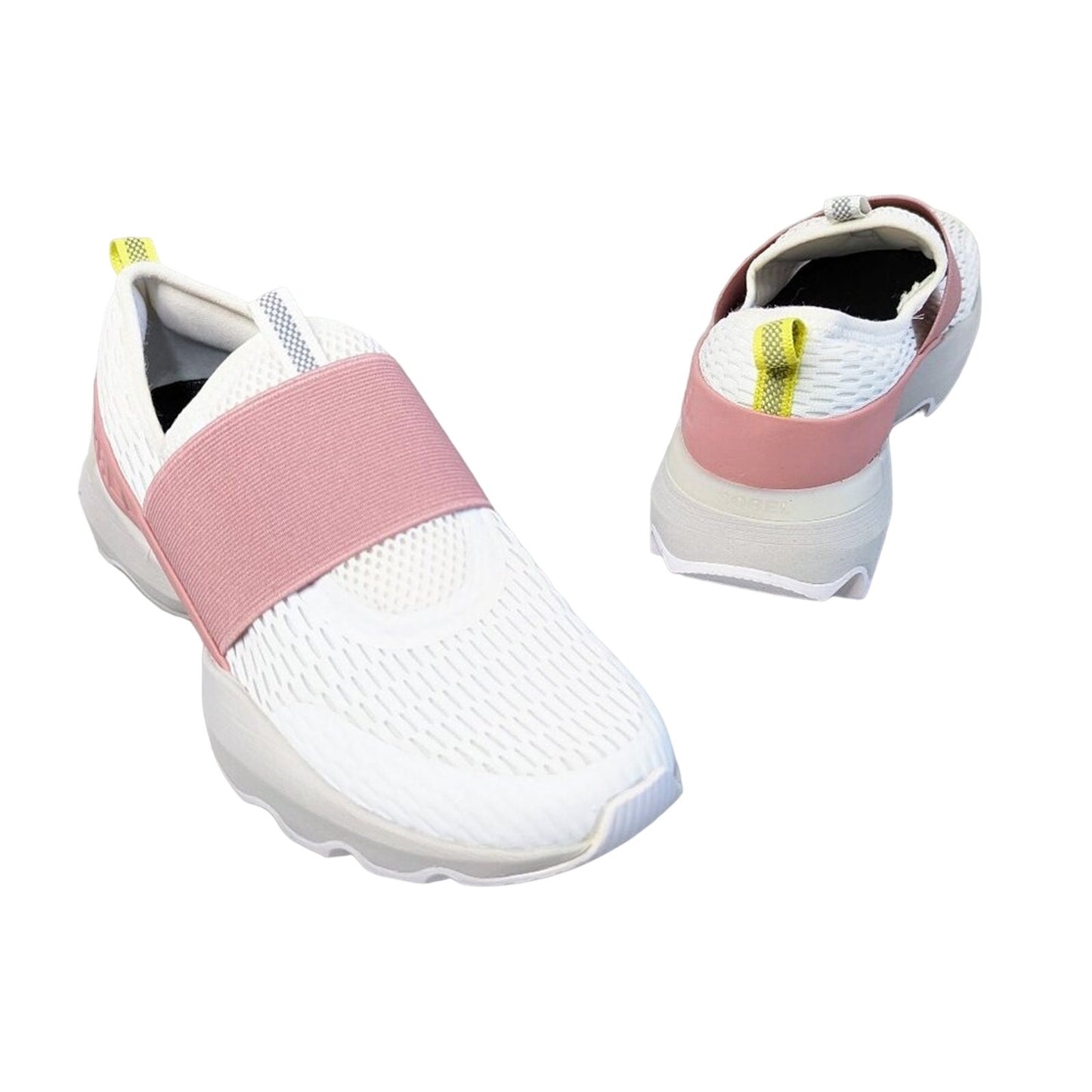 Sorel White Moonstone Pink Kinetic Impact Strap Active Fitness Slip-On Sneakers