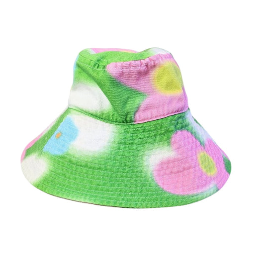 Dolls Kill NGOrder Green Pink Flower Sky Print Denim Fisherman Hat Wide Brim NWT