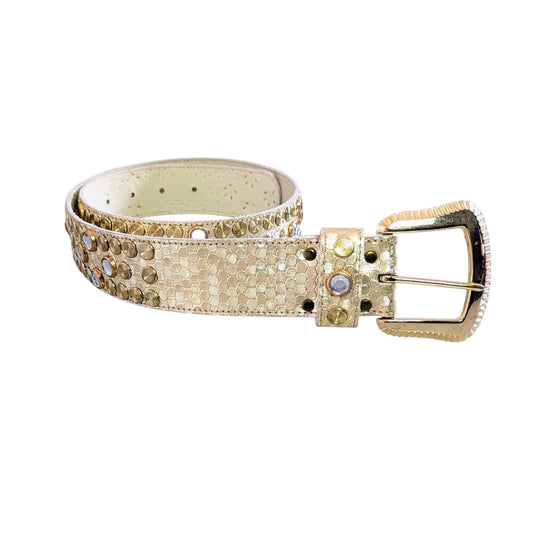 The Icing Vintage 90's Gold Studded Belt Metallic Polka Dot Rhinestones Size M