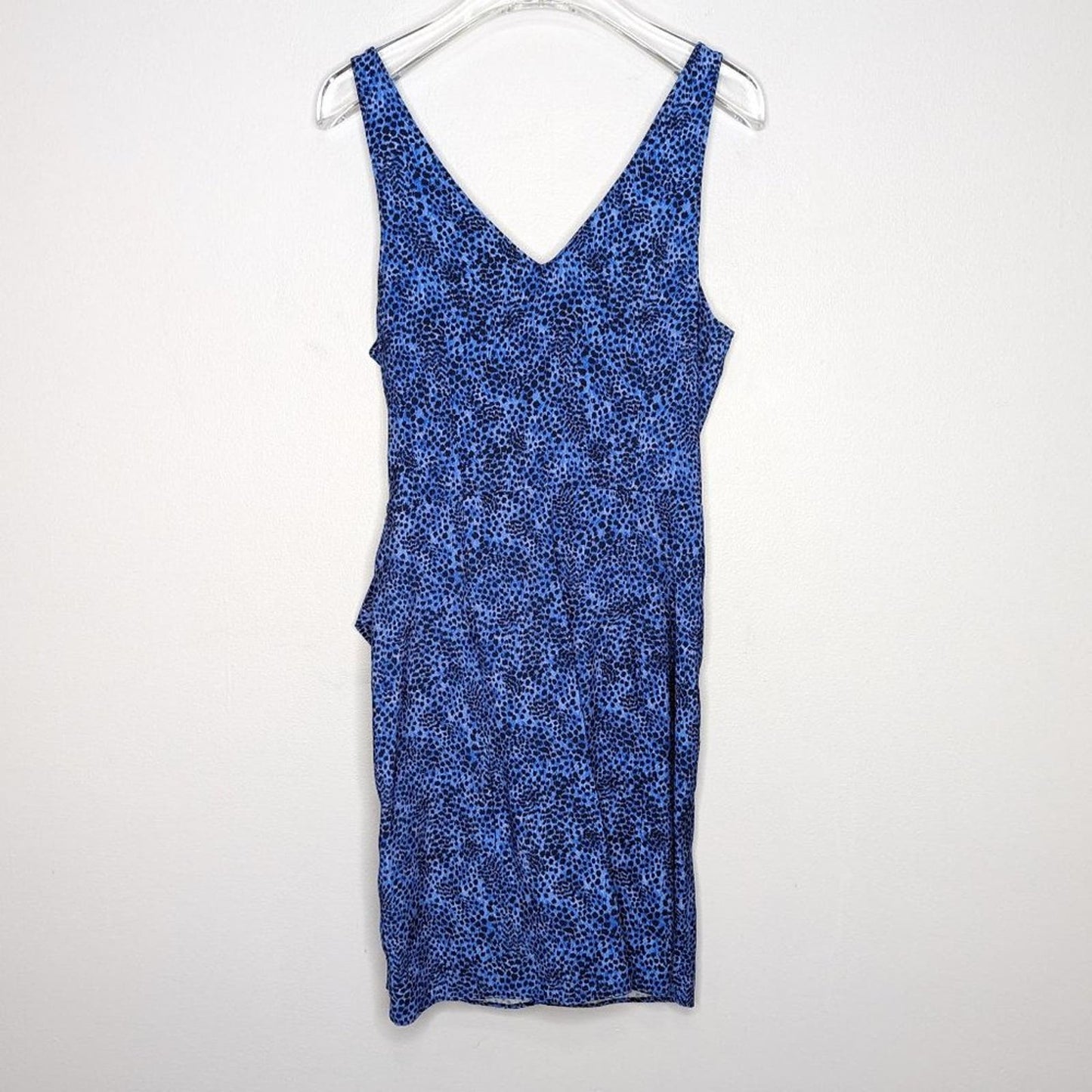 & Other Stories Blue Animal Print Sleeveless Mini Wrap Dress V-Neck Size 6