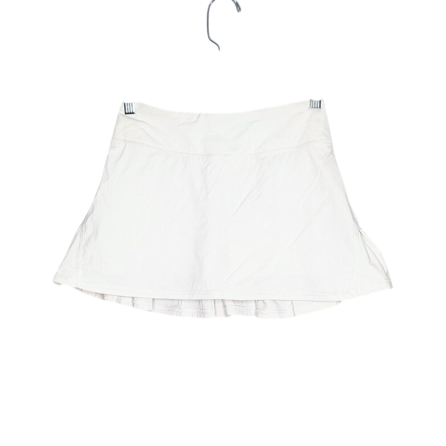 Lululemon White Run Pace Setter Skirt Ruffle Pockets Tennis Skirt Built In Short