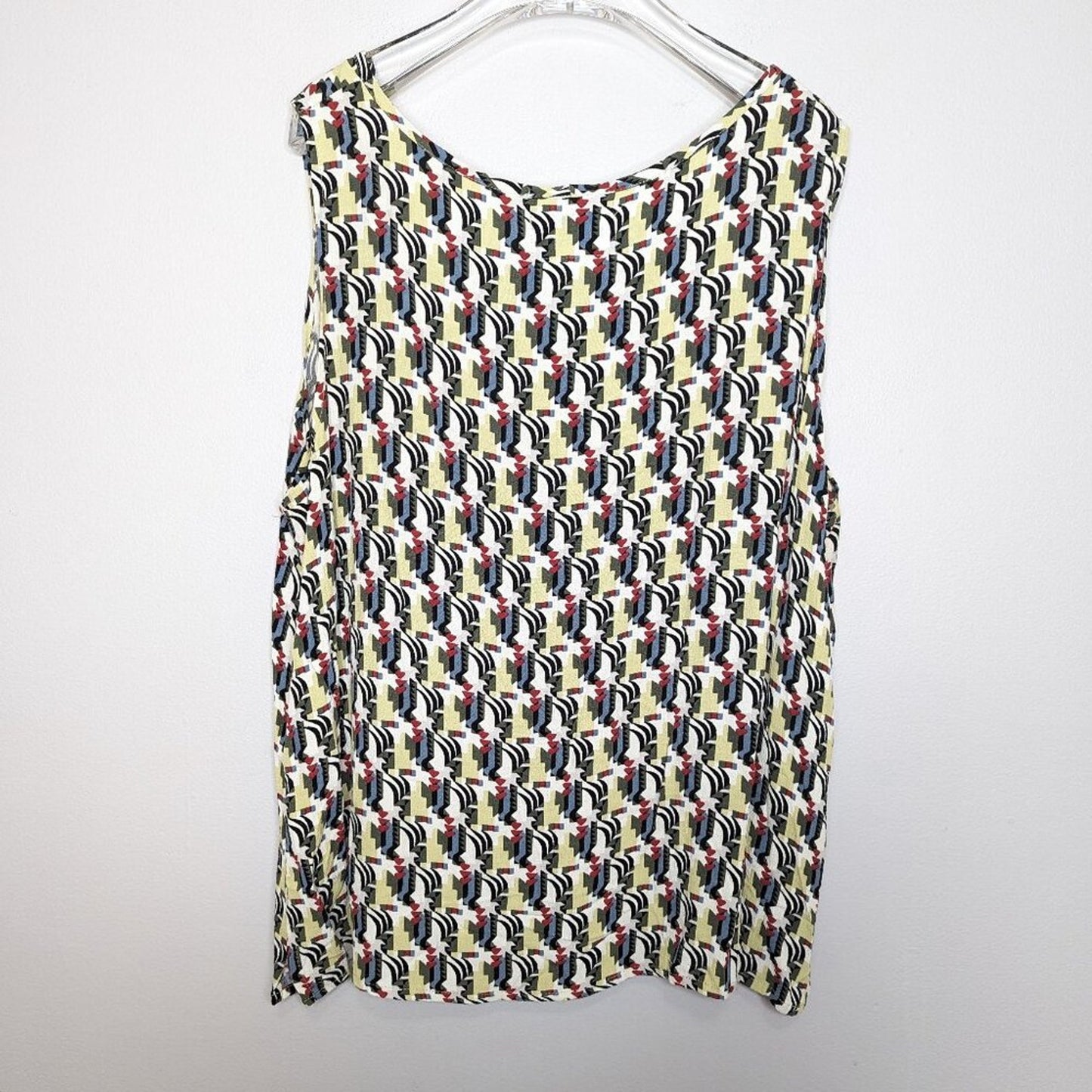 Flax Multicolor Sleeveless Abstract Geometric Patterned Tank Top Size L