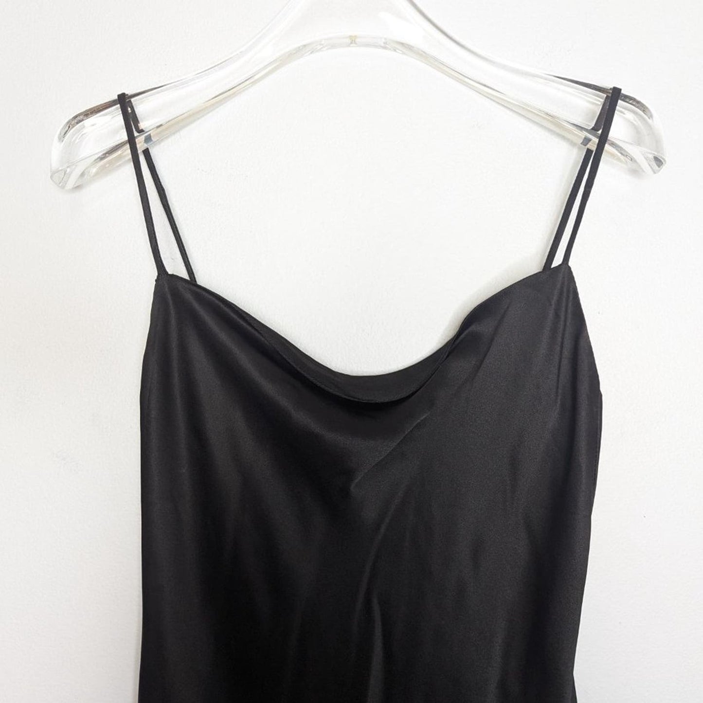 Cloud Hunter Black Silk Slip Dress Sleeveless Scoop Neck Spaghetti Straps Size S