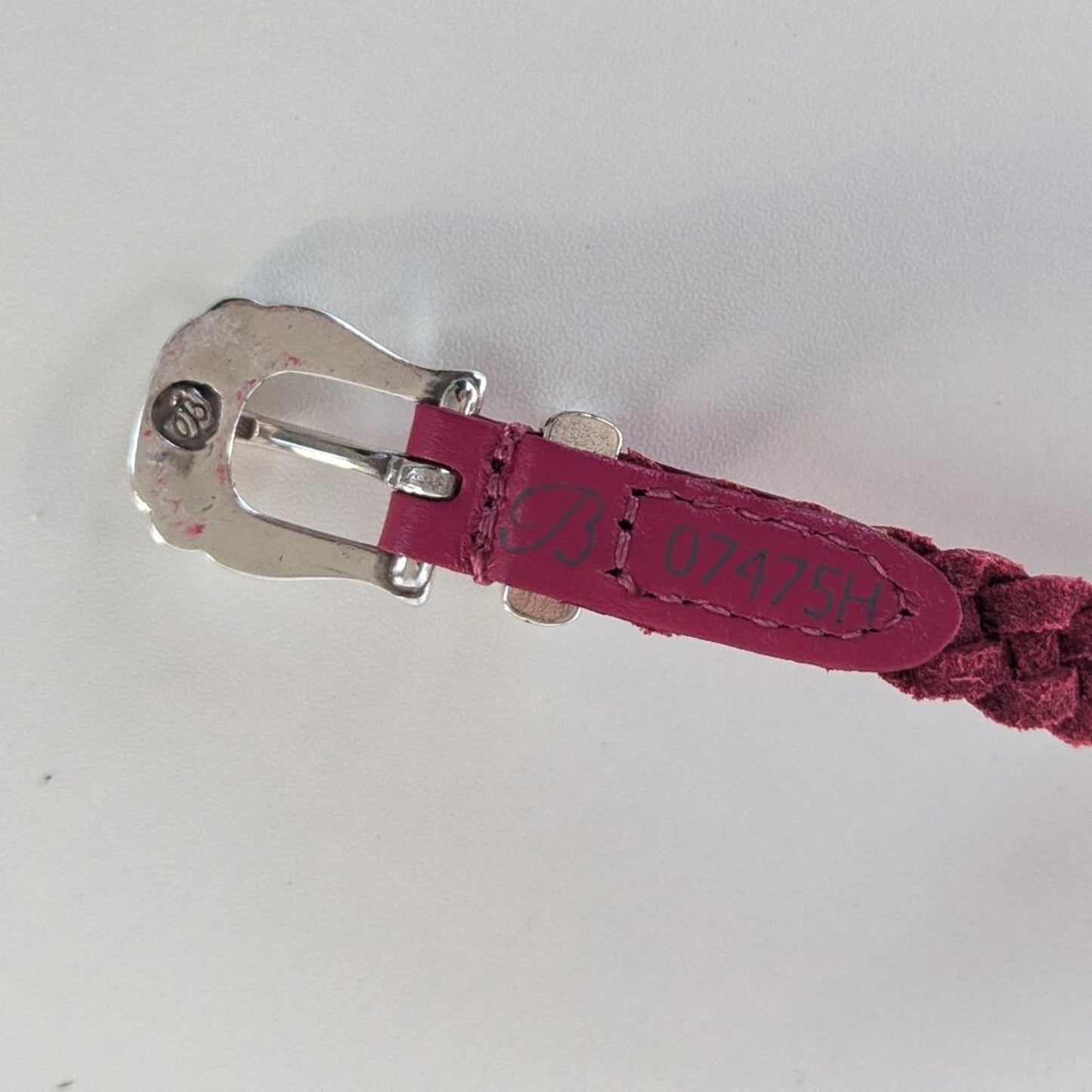 Brighton Pink Roped Heart Braid Bandit Leather Bracelet Adjustable Buckle