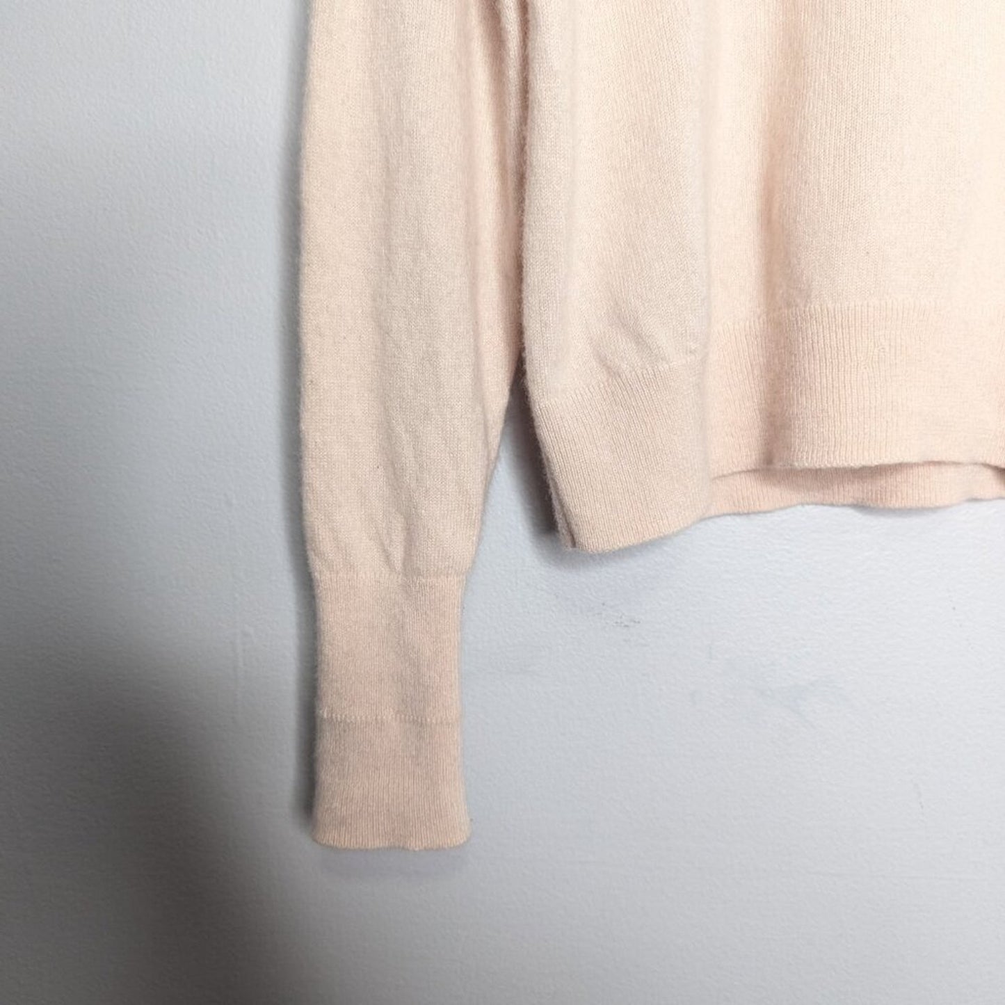 Everlane The Cashmere Crop Mock Neck Sweater Pale Peach Long Sleeve Size XS