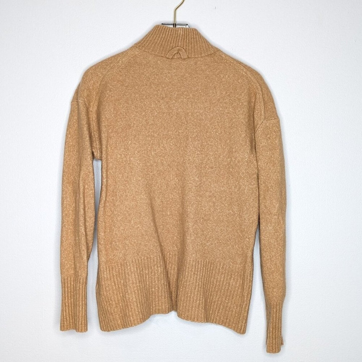 Everlane Tan The Cozy-Stretch Pullover Long Sleeve Mock Neck Ribbed Trim Size XS