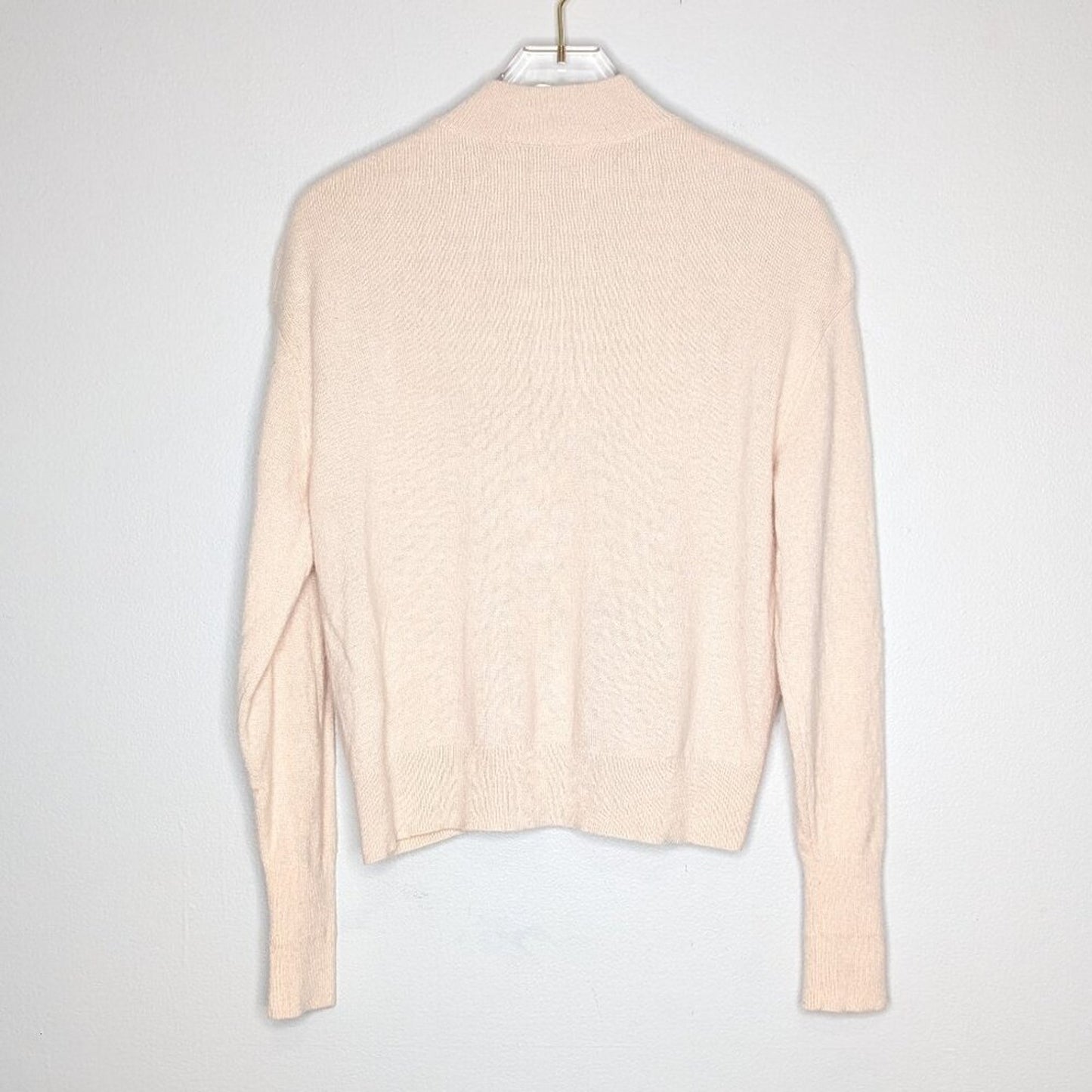 Everlane The Cashmere Crop Mock Neck Sweater Pale Peach Long Sleeve Size XS