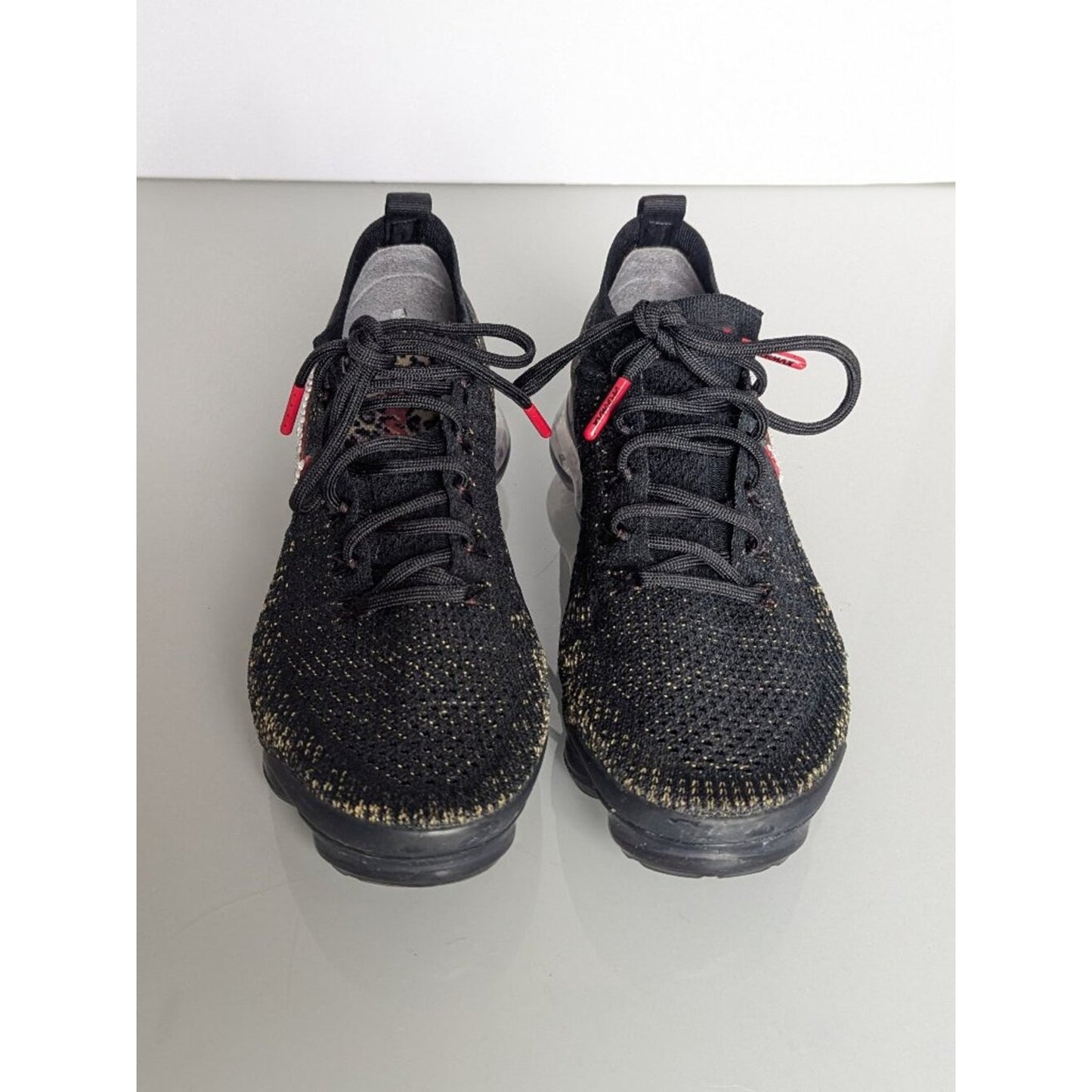 Nike Air VaporMax Flyknit 2 Black Cheetah Print Size 7.5 Custom Rhinestone Logo