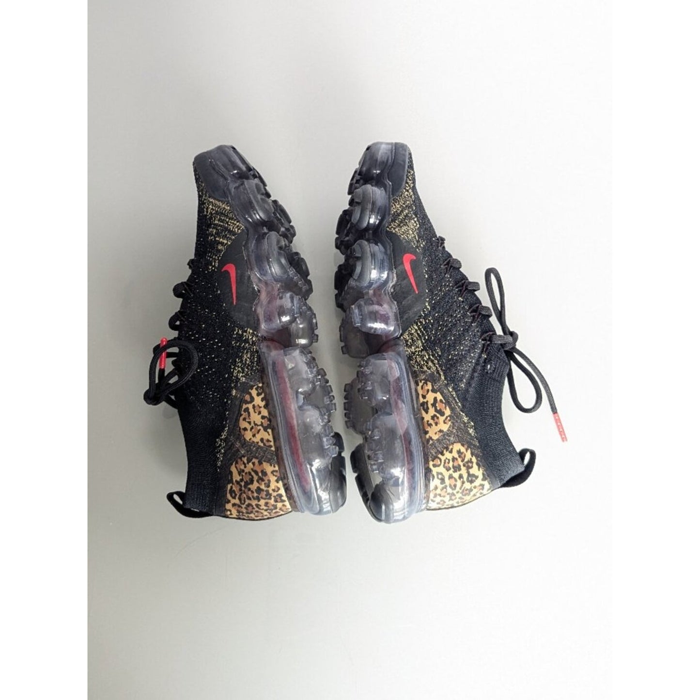 Nike Air VaporMax Flyknit 2 Black Cheetah Print Size 7.5 Custom Rhinestone Logo