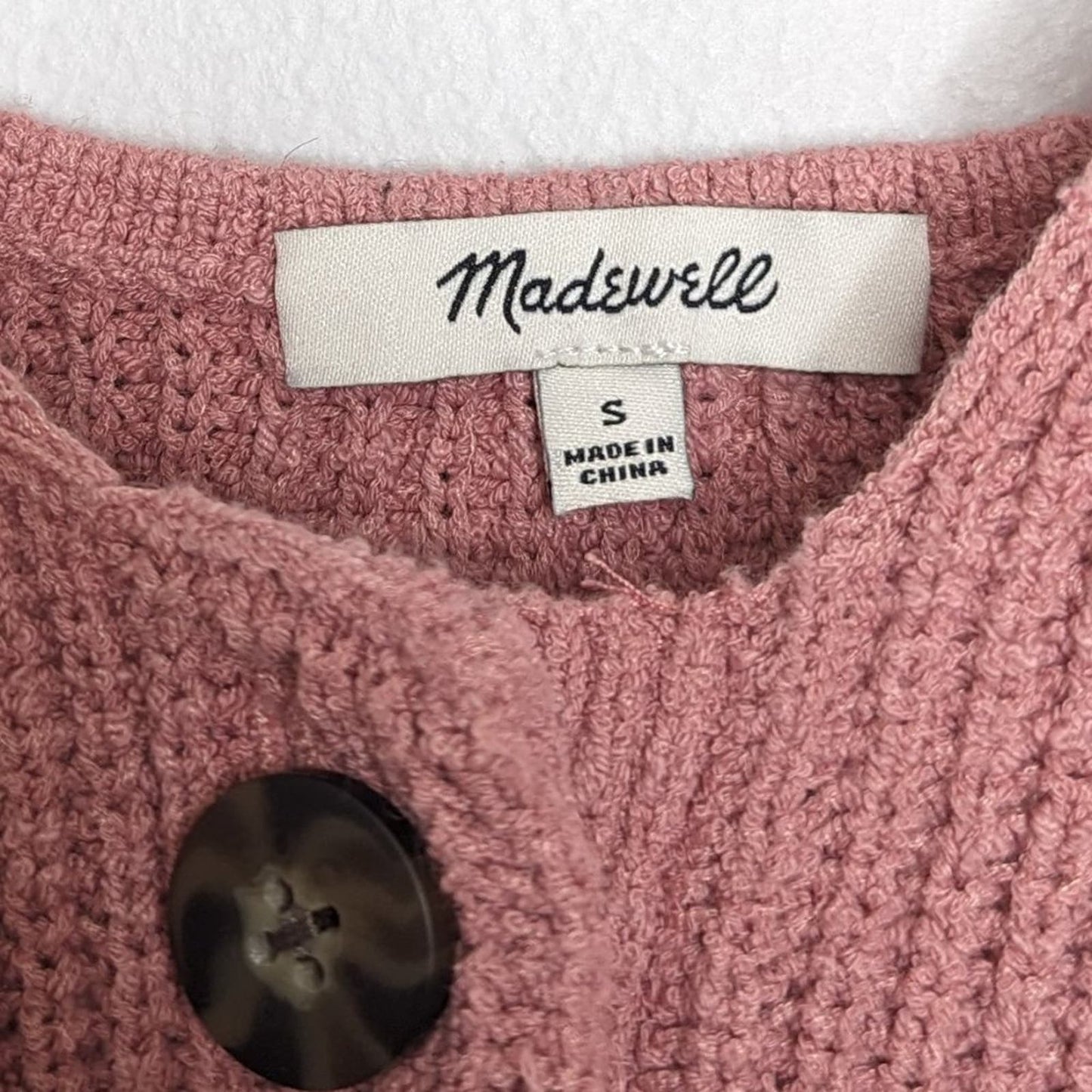 Madewell Pink Ruffle-Strap Button-Front Knit Sweater Tank V-Neck Sleeveless S