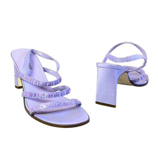 Metaphor Y2K Vintage Lavender Strappy Heel Sandals Iridescent Sequins Wide Heel