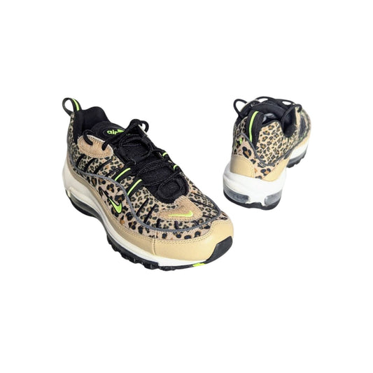 Nike Air Max 98 Animal Pack Tan Leopard Print Sneakers Size 7.5 Neon Trim