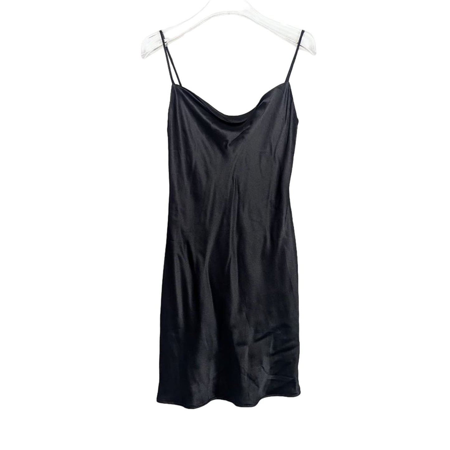 Cloud Hunter Black Silk Slip Dress Sleeveless Scoop Neck Spaghetti Straps Size S