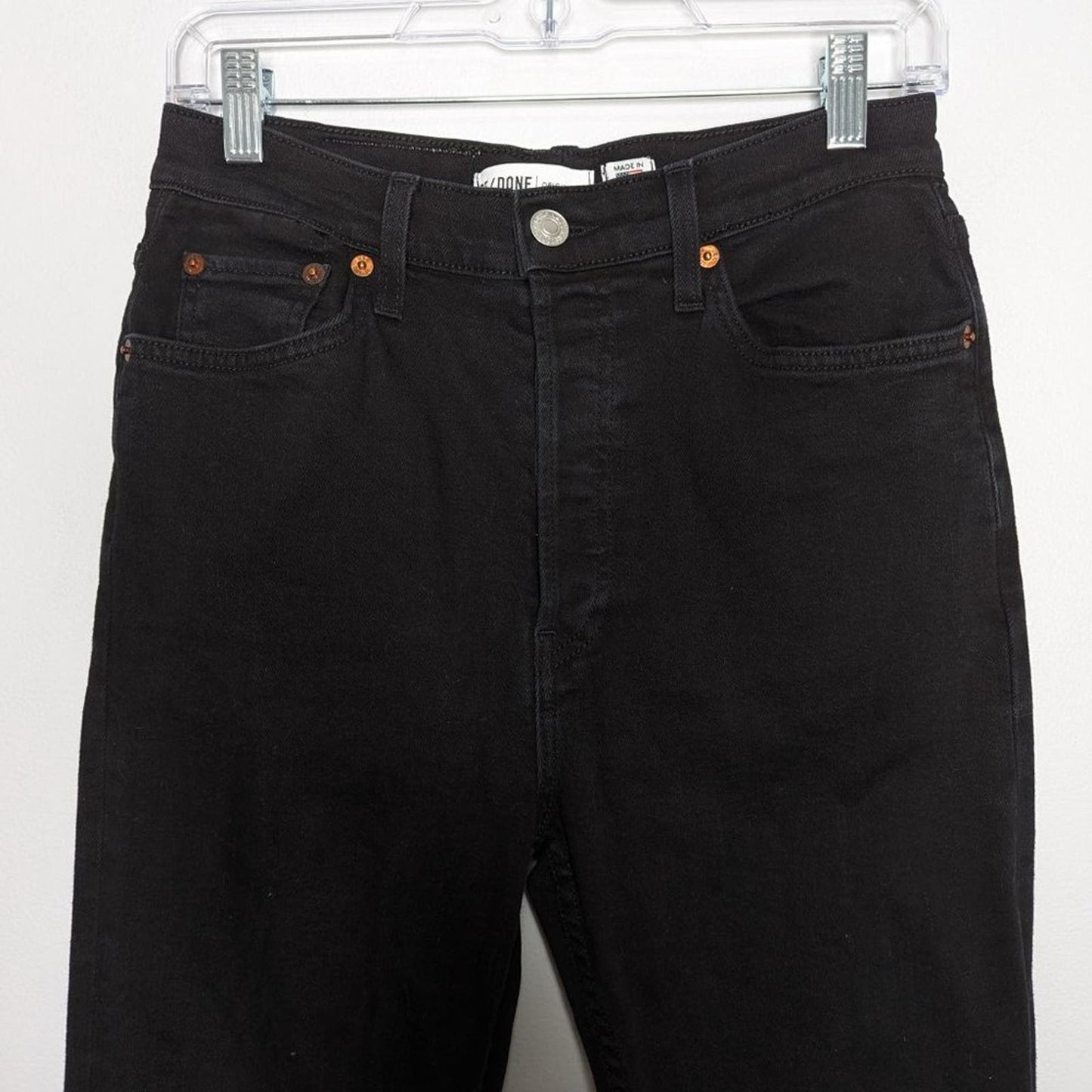 ReDone Black High Rise Ankle Crop Jeans Button Fly Size 30