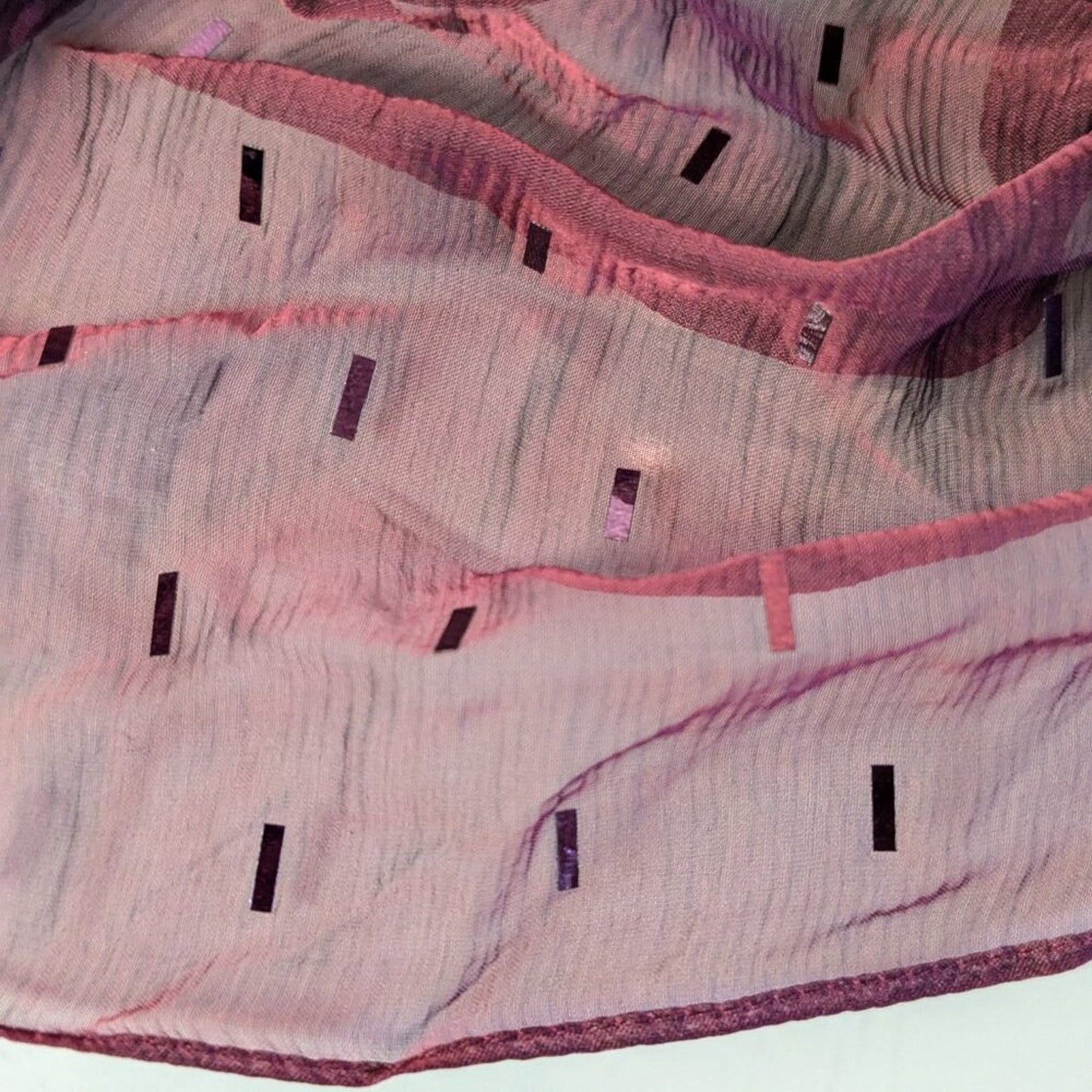 St. John Vintage 90's Burgundy Sheer Silk Rectangular Scarf Sparkly Glitter