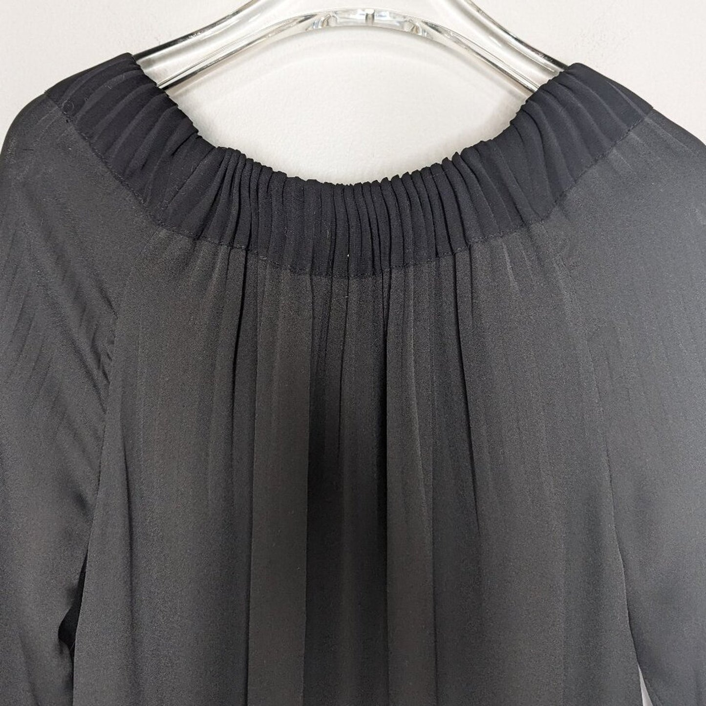 DVF Diane Von Furstenberg Black Mikino Pleated Mini Tunic Dress Long Sleeve 0