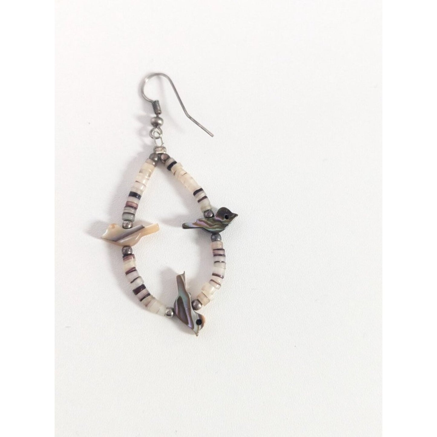 Vintage Zuni-Style Native American Fetish Dangle Earrings Carved Birds