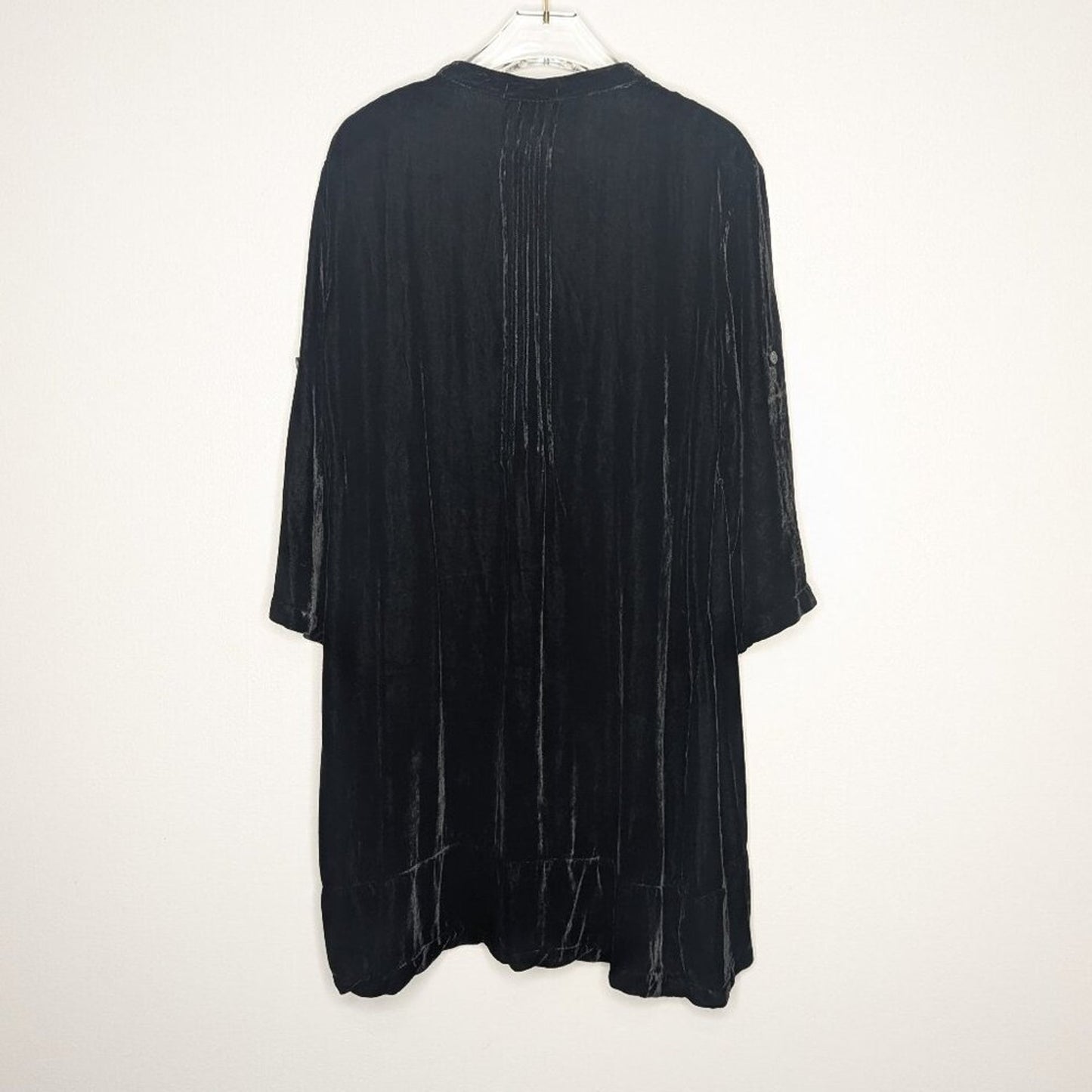 CP Shades Black Velvet Oversized Regina Tunic Top/Dress V-Neck Pin Tuck Size S