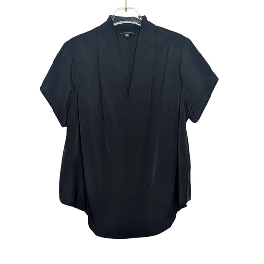 Universal Standard Black Better Than Silk V-Neck Top Short Sleeve Relaxed Fit