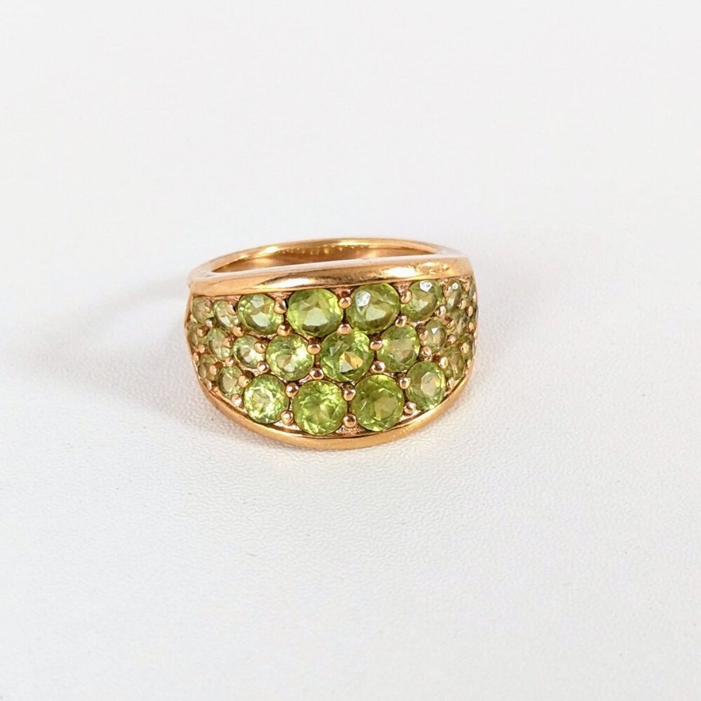 Vintage 925 Silver Ring Peridot Crystal Stone Cluster Gold Plated Size 7 Signed