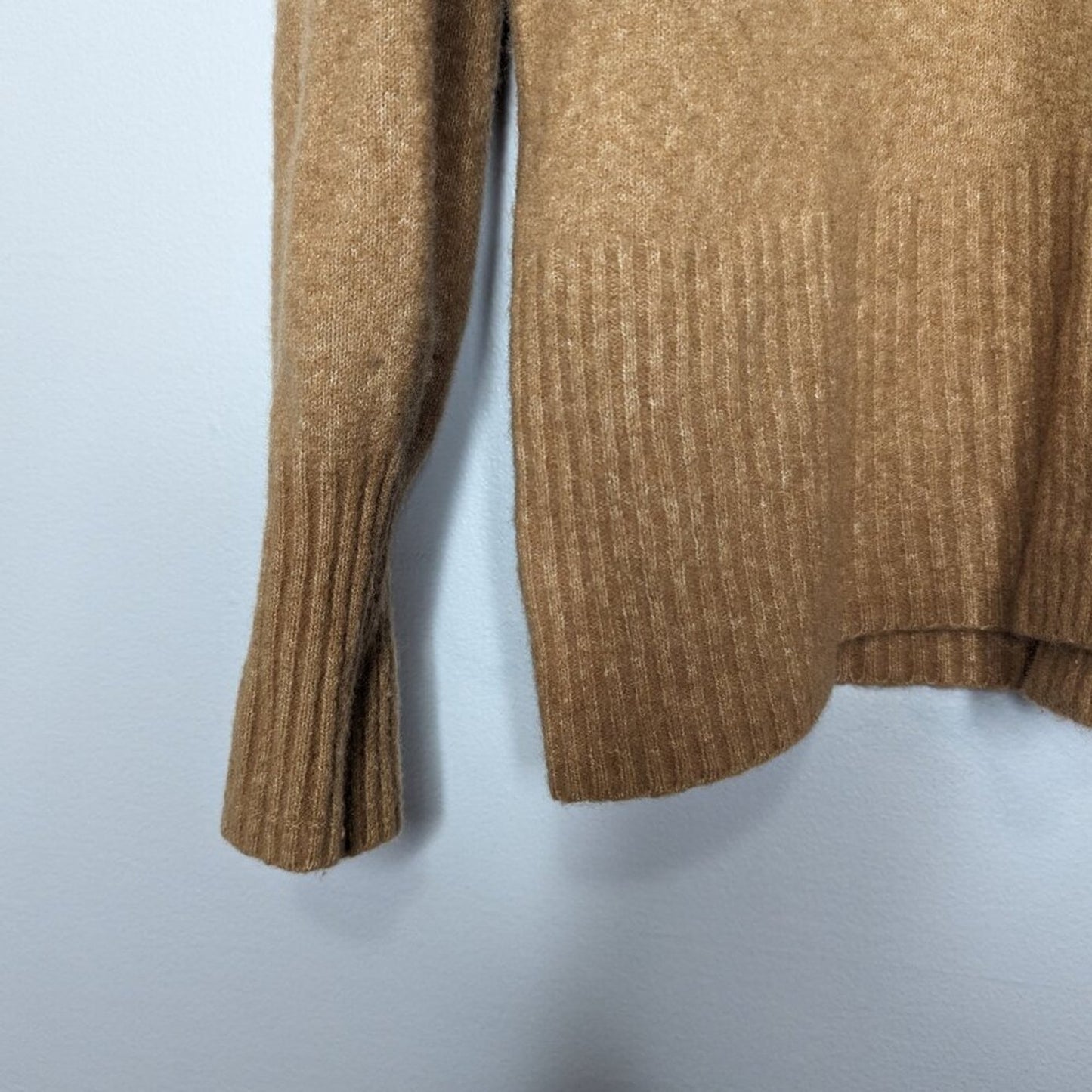 Everlane Tan The Cozy-Stretch Pullover Long Sleeve Mock Neck Ribbed Trim Size XS