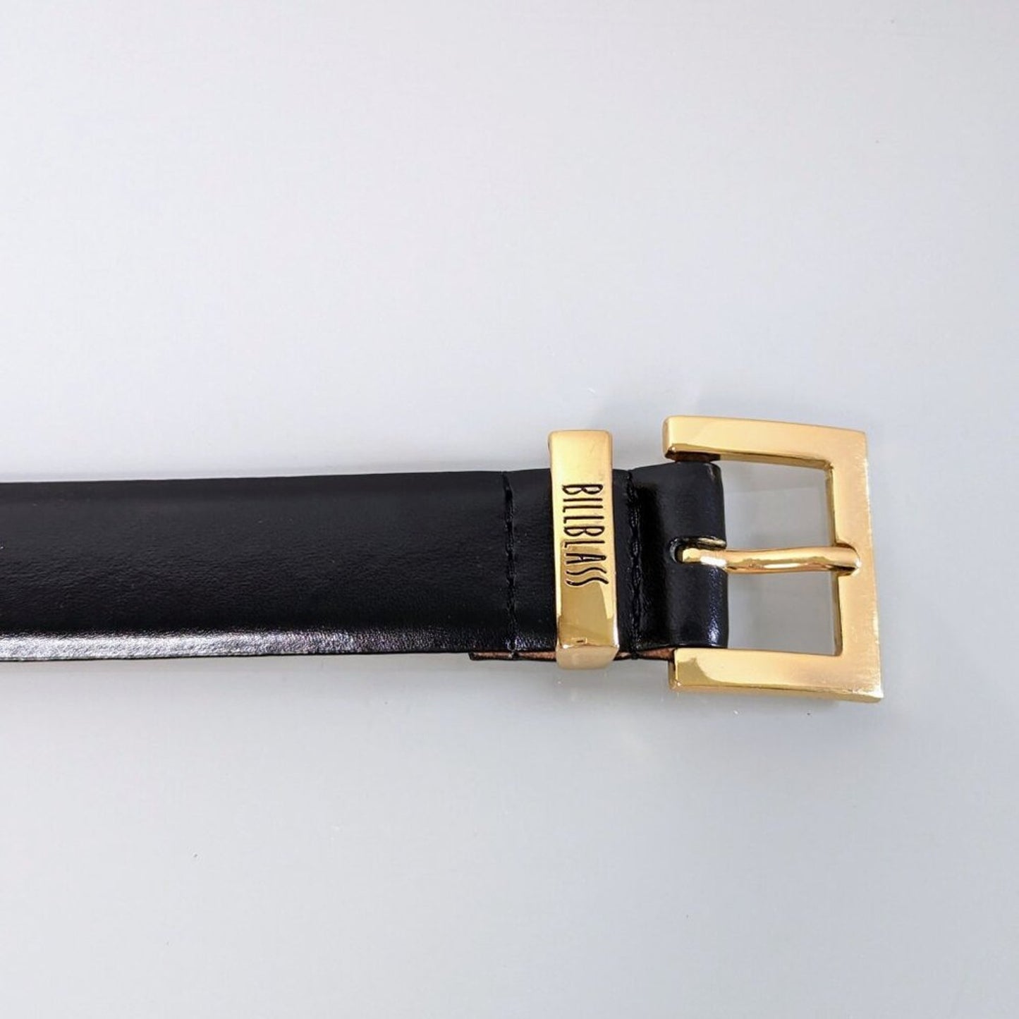 Bill Blass Vintage Black Leather Belt Gold Hardware Adjustable Medium