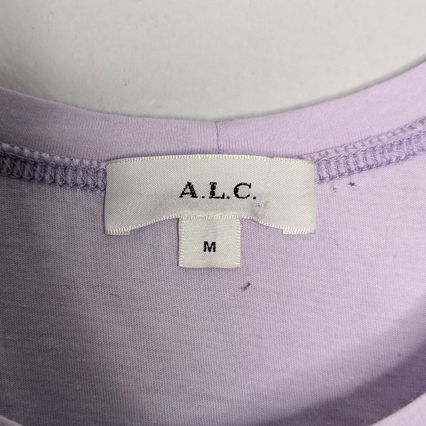 A.L.C. Lavender Karlie Puff Shoulder 3/4 Sleeve T-Shirt Crew Neck Cotton Size M