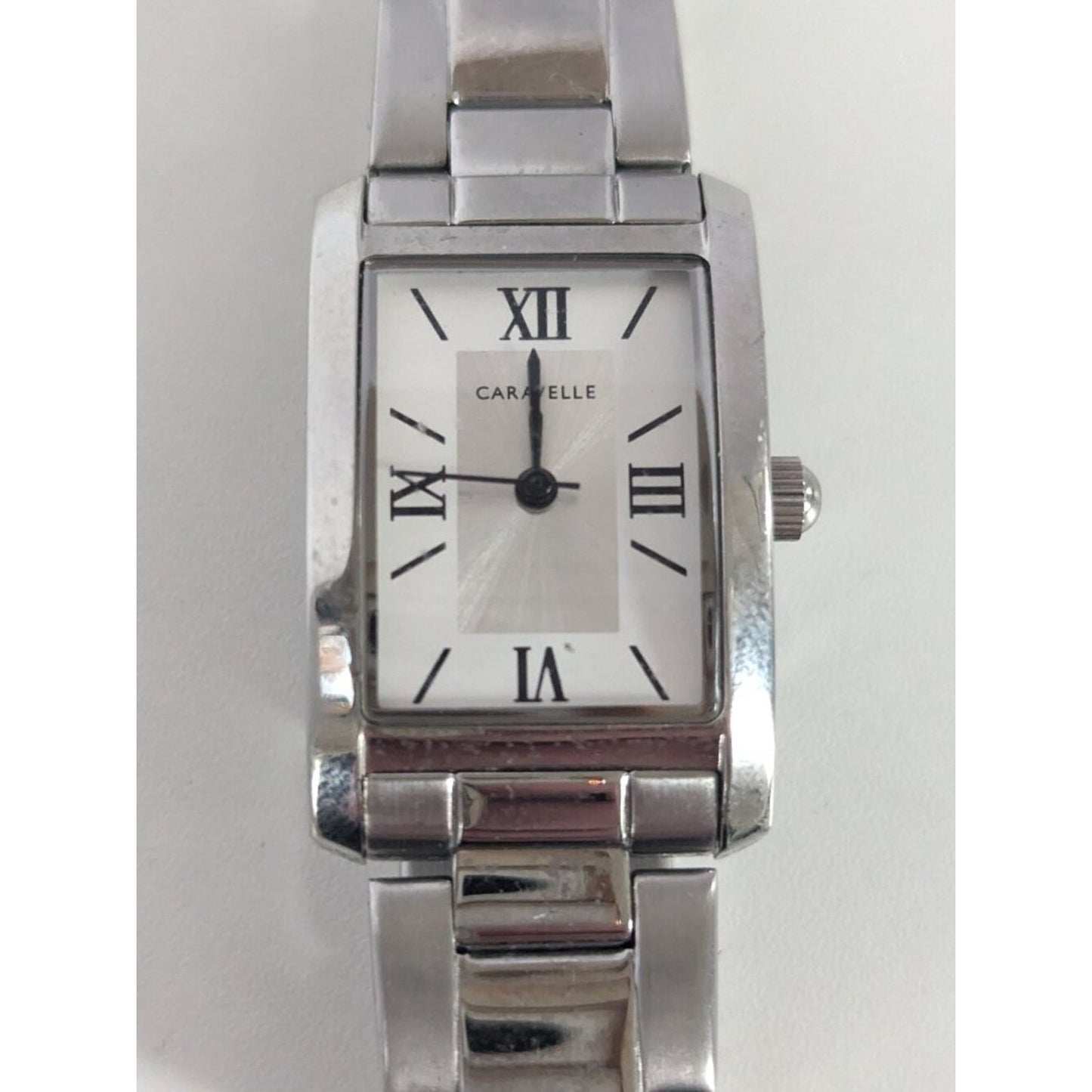 Caravelle by Bulova Stainless Steel Rectangular Bracelet Watch NEEDS BATTERY