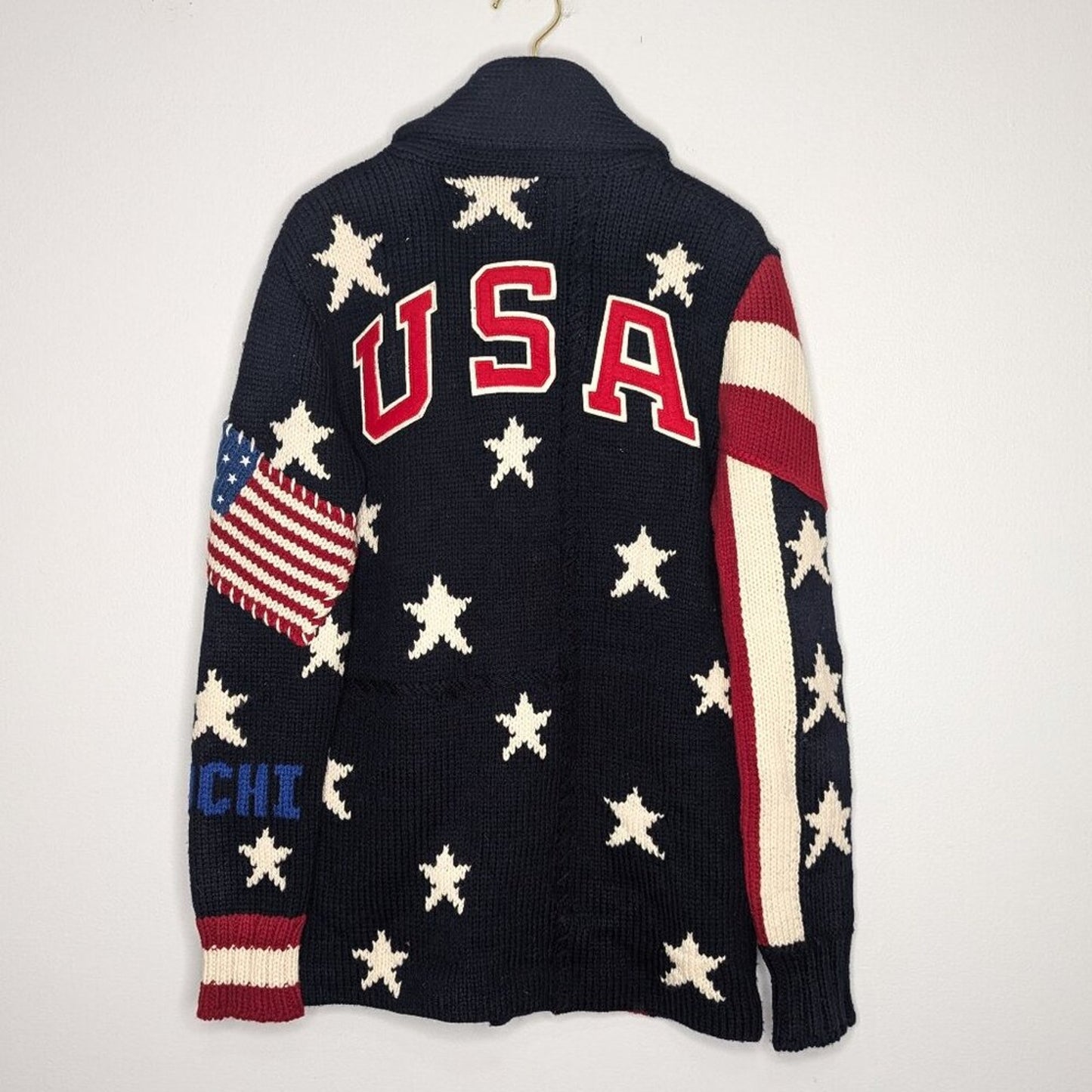 Ralph Lauren 2014 Sochi Winter Olympics Opening Ceremony Sweater Patchwork Stars