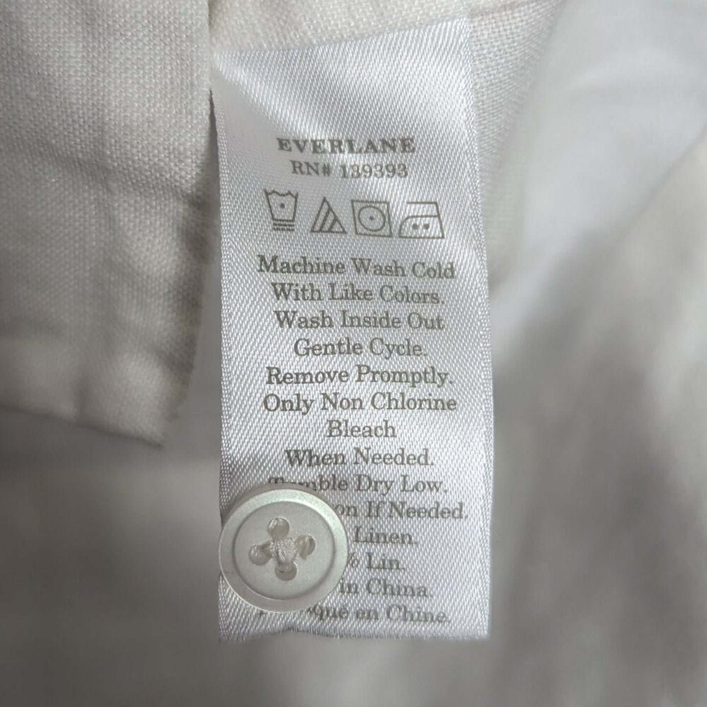 Everlane White The Notch Shirt Linen Short Sleeve Collared Button Up Size 6