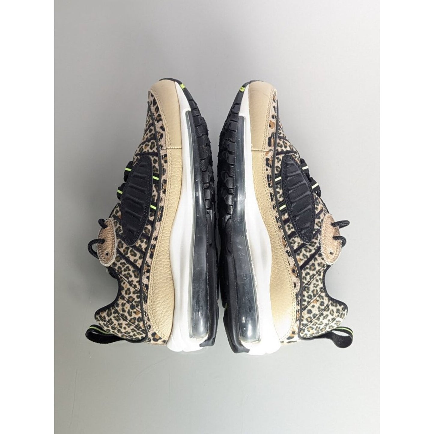 Nike Air Max 98 Animal Pack Tan Leopard Print Sneakers Size 7.5 Neon Trim