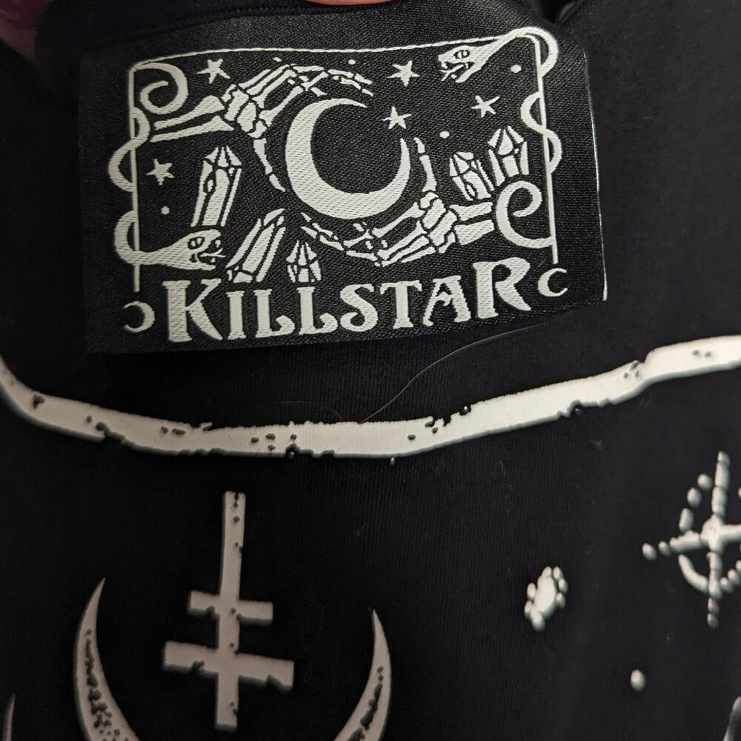 Killstar Black White Skull Graphic Print Dress Goth Sleeveless Lace Up Back L