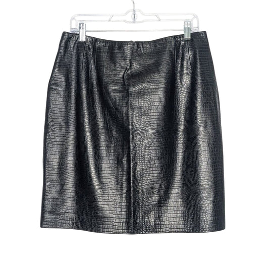 Liz Claiborne Vintage Black Soft Embossed Leather Mini Pencil Skirt Back Zip