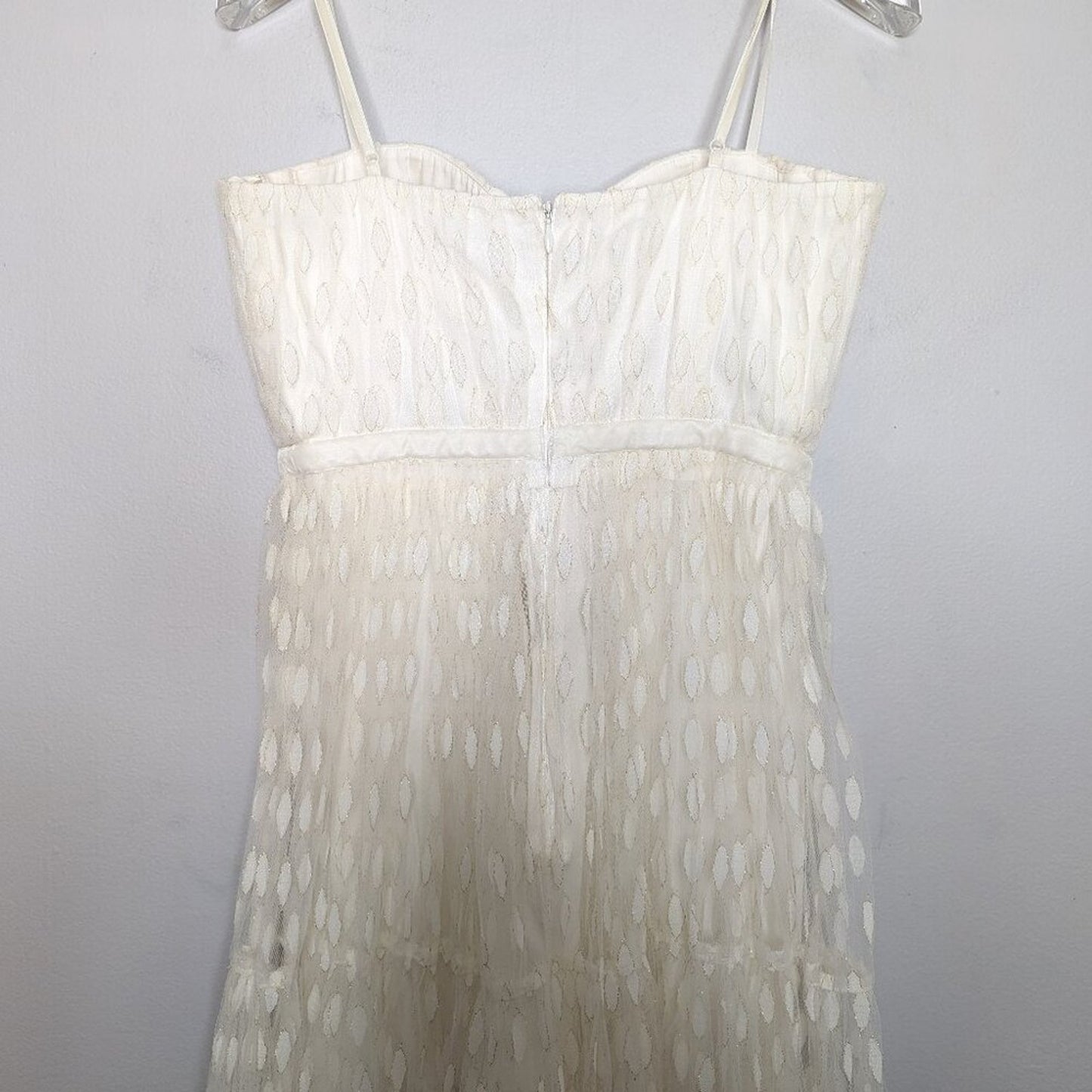 Sau Lee Cream Belle Dress Lace Tulle Overlay Corset Top Spaghetti Straps Size 2